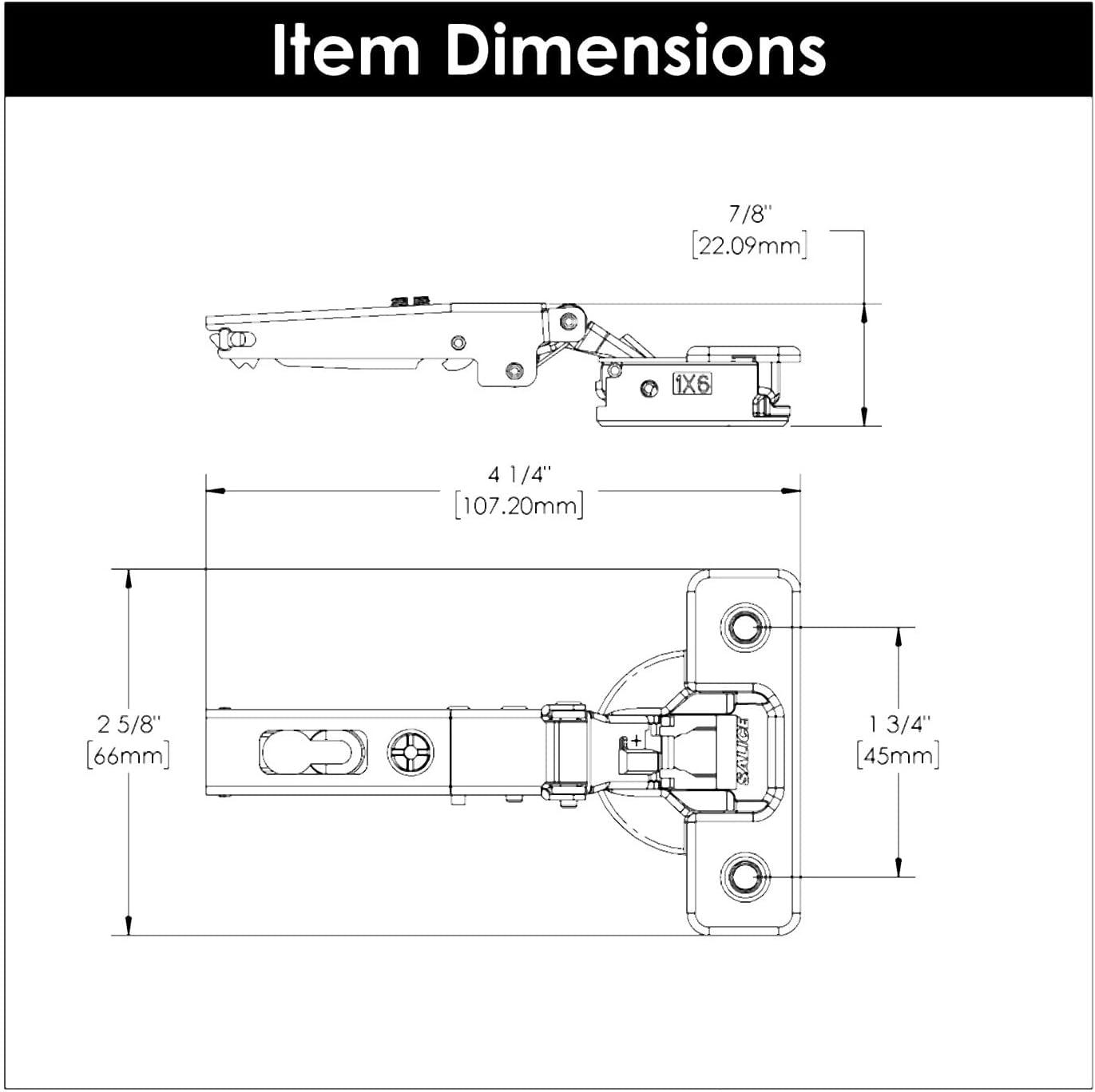 Polished Nickel Full Overlay Concealed Euro Cabinet Door Hinges