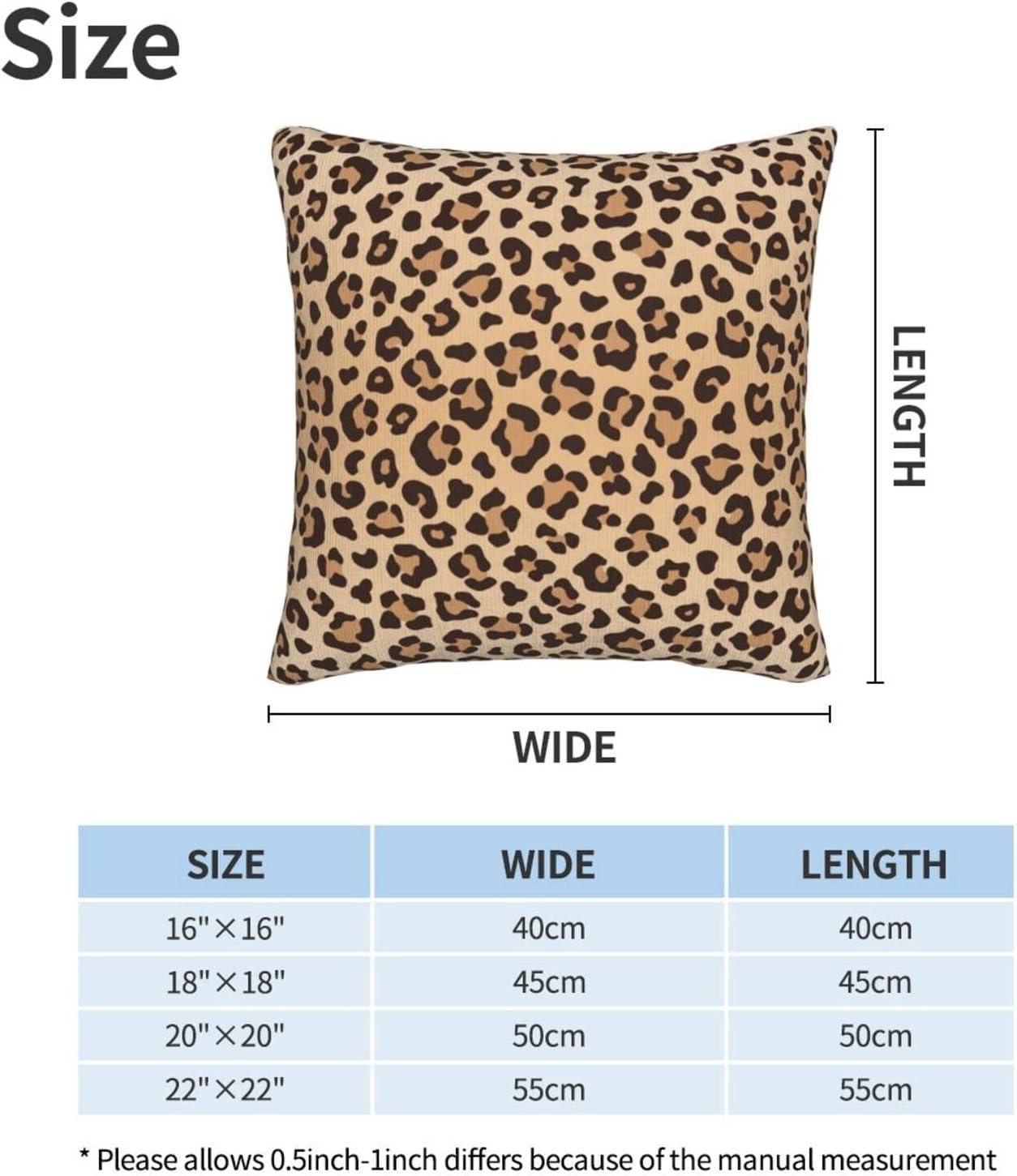 Leopard Skin Wild Animal Print Throw Pillow Cover Set of 2 Decorative Square Pillowcase Throw Cushion Case for Bedroom  Living Room  Sofa  Couch and Bed  18 x 18 Inches