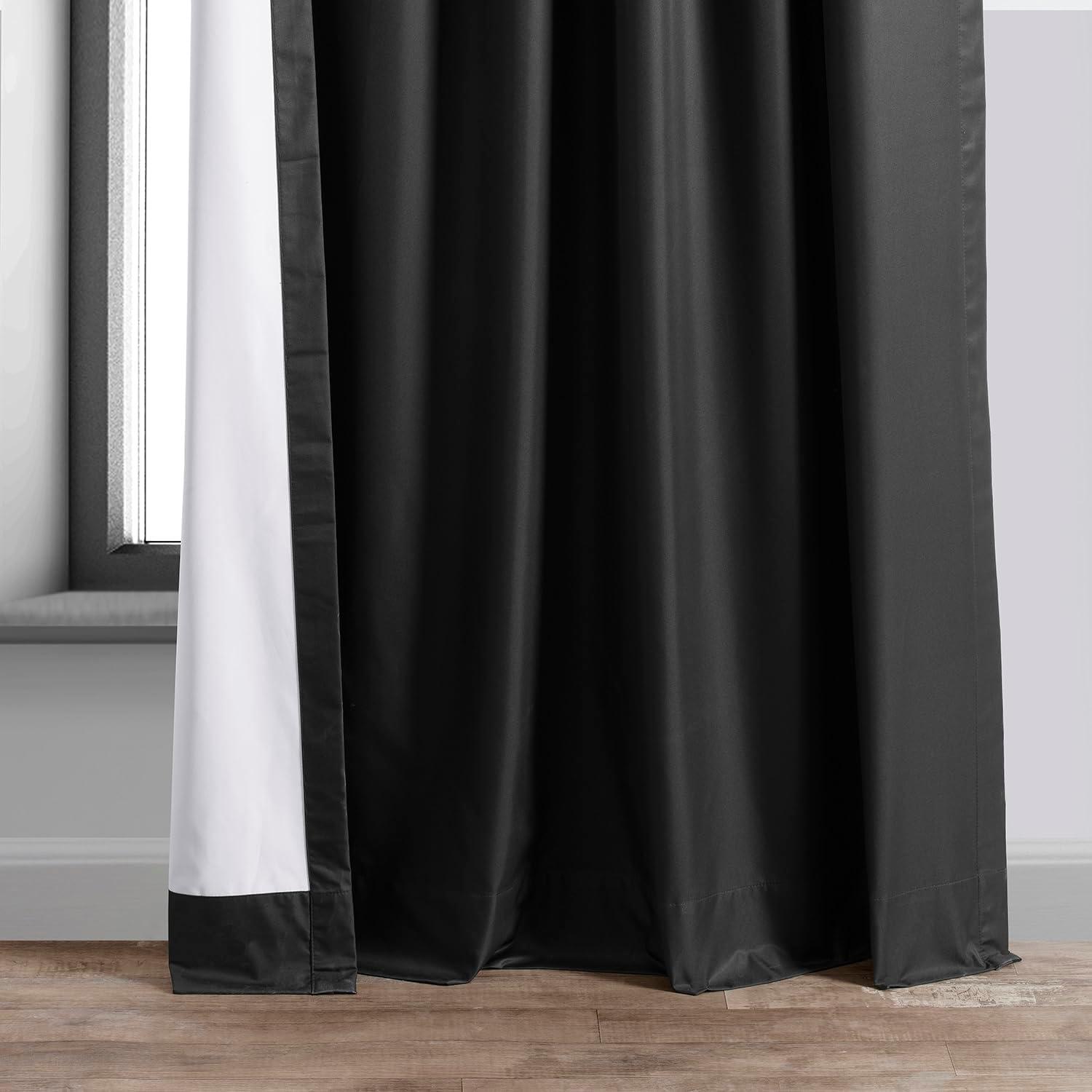 Deep Black Velvet Polyester Blackout Puddle Length Curtains