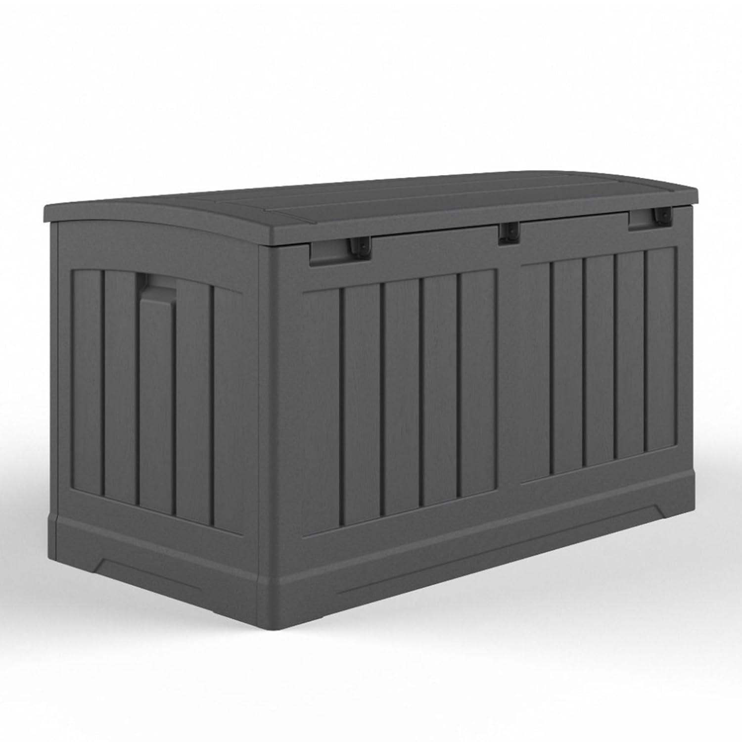Suncast Suncast 50 Gallon Plastic Deck Box with Molded Lockable Feature for Home, Gray