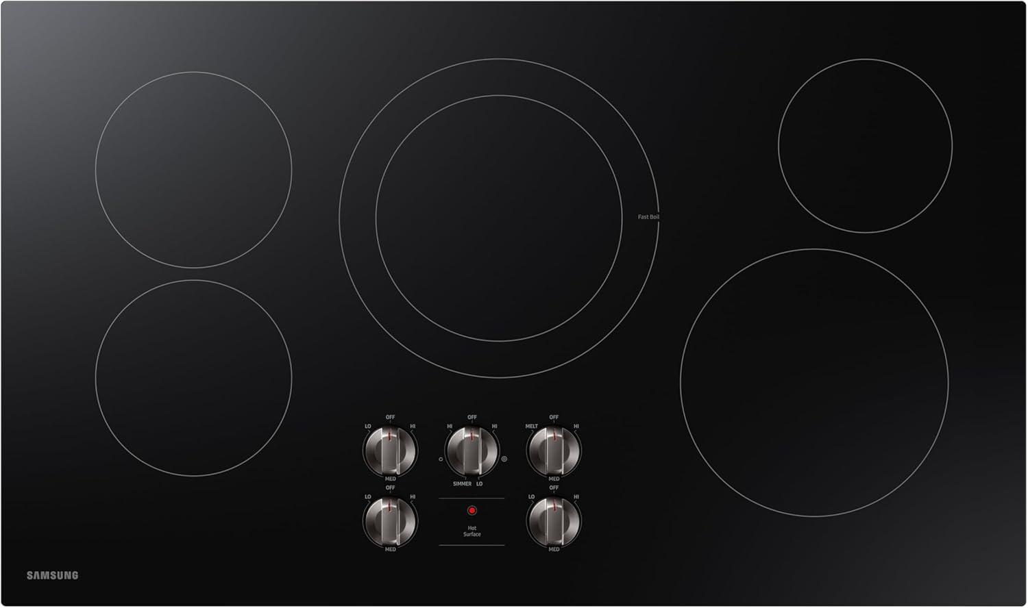 36" Black Ceramic Electric Cooktop with 5 Burners