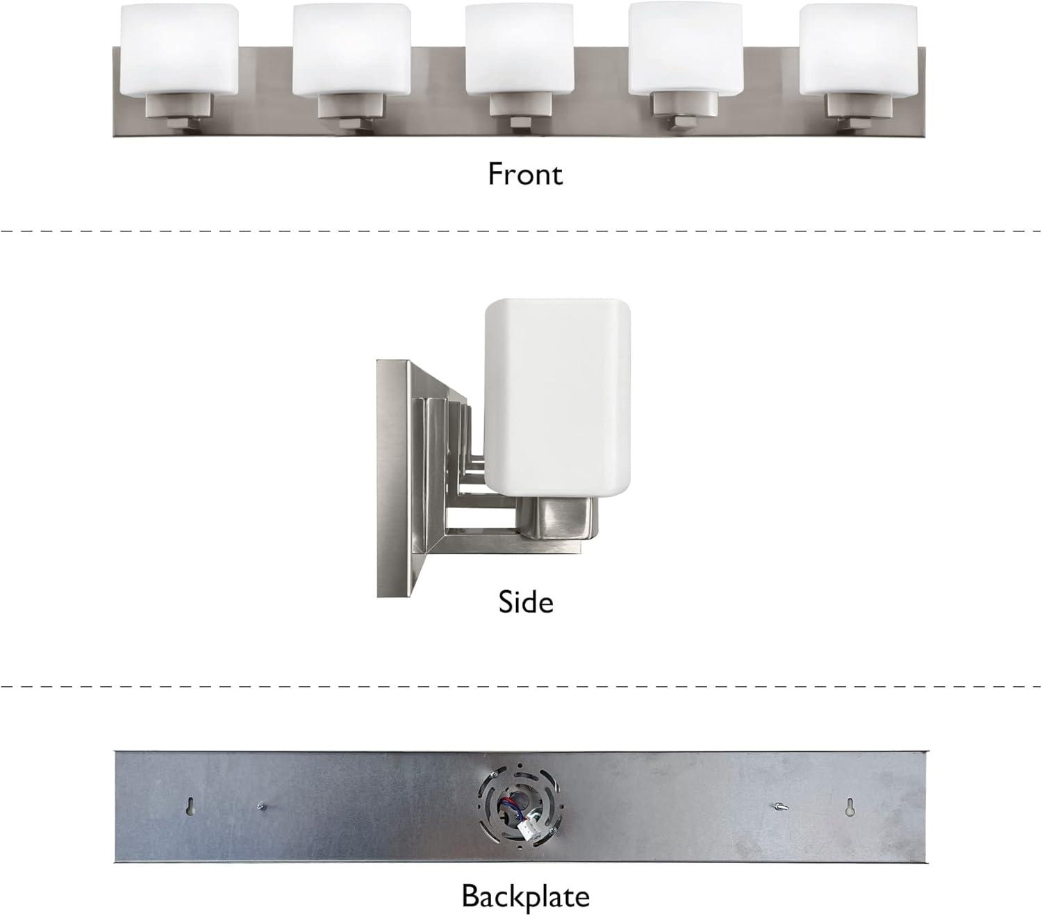 Satin Nickel 5-Light Vanity Light with Frosted Glass Shades