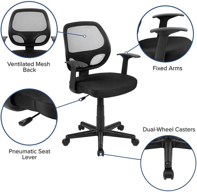 Flash Furniture Flash Fundamentals Mid-Back Mesh Swivel Ergonomic Task Office Chair with Arms