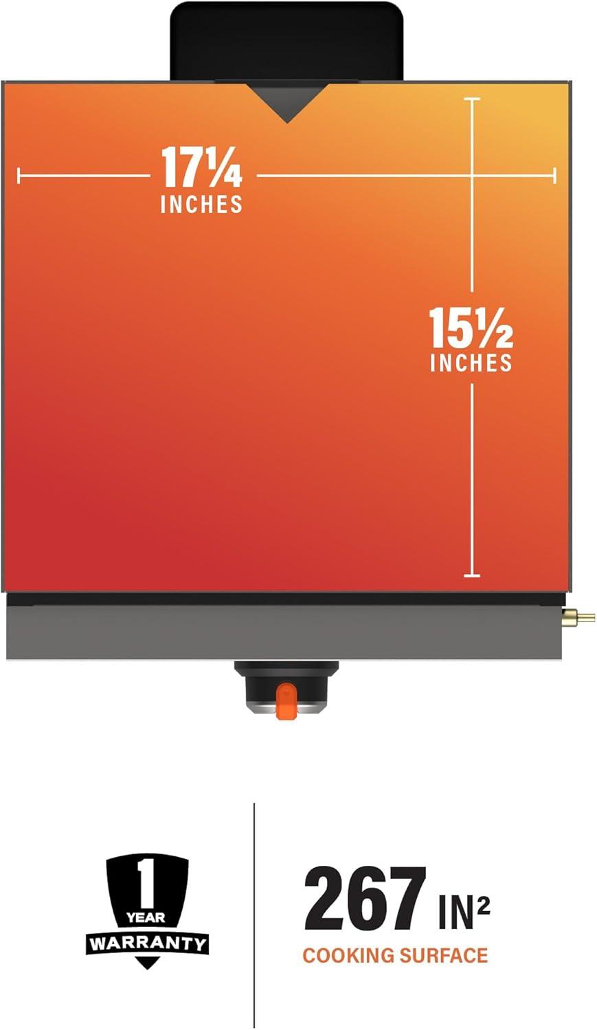 Original 17” Tabletop Griddle with Stainless Steel Front Plate, Powder Coated Steel, Black