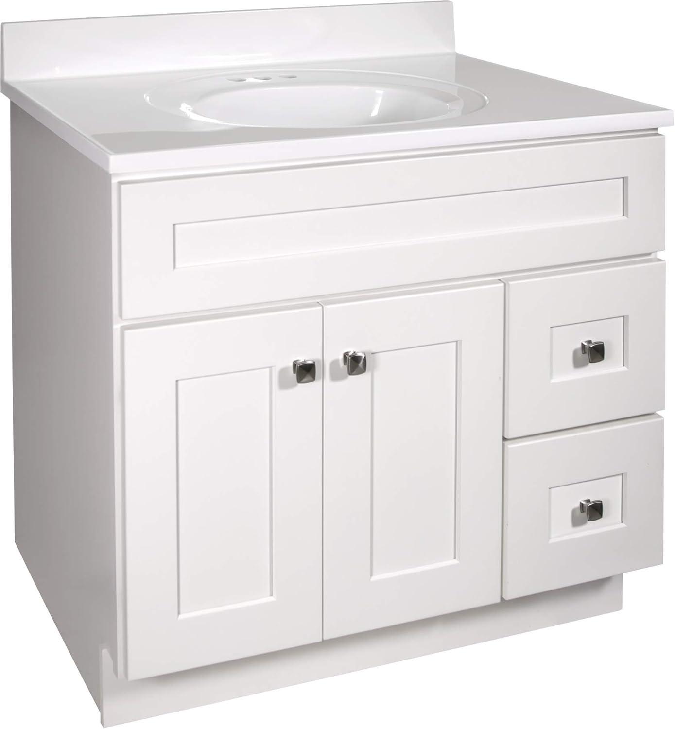 Design House  Cultured Marble Vanity Top in Solid White, 37-Inch x 22-Inch