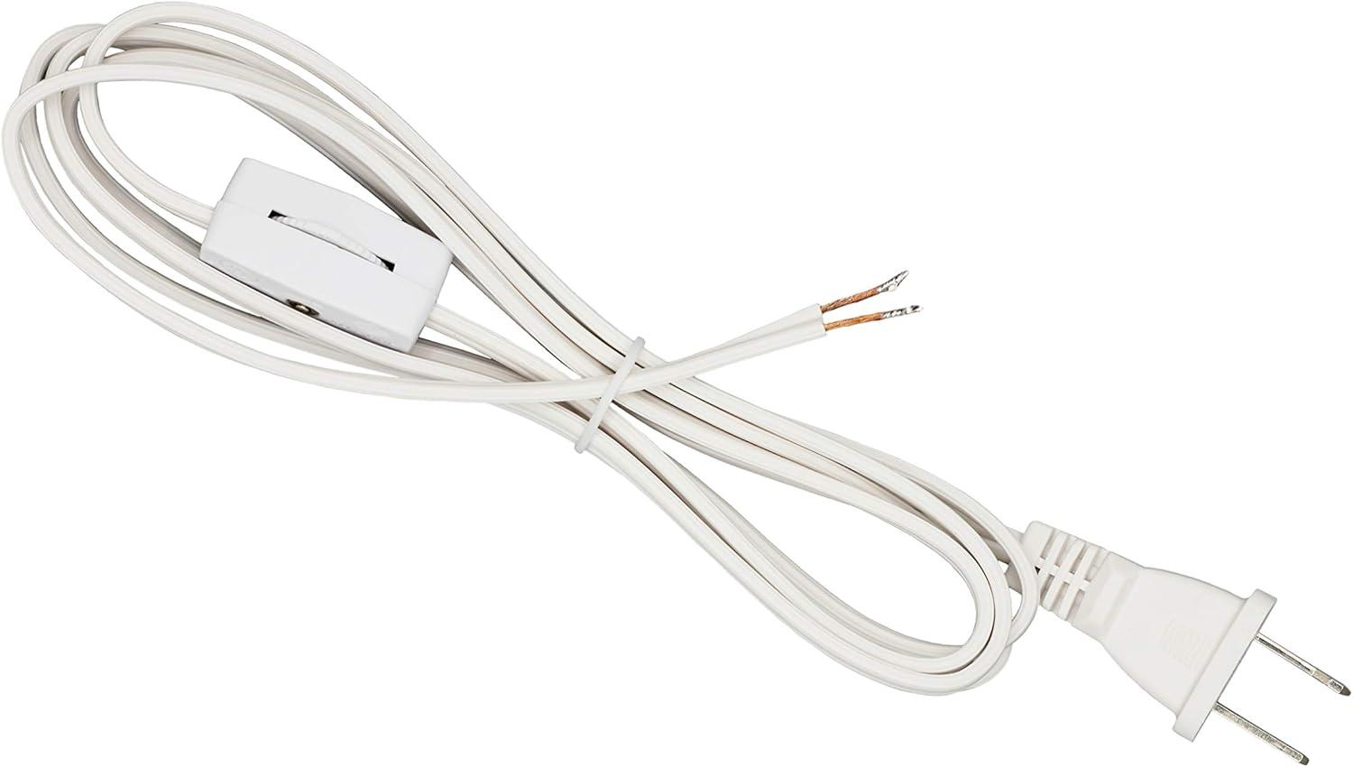 Creative Hobbies 6’ White Lamp Cord with Rotary Switch Replacement Lamp Cord