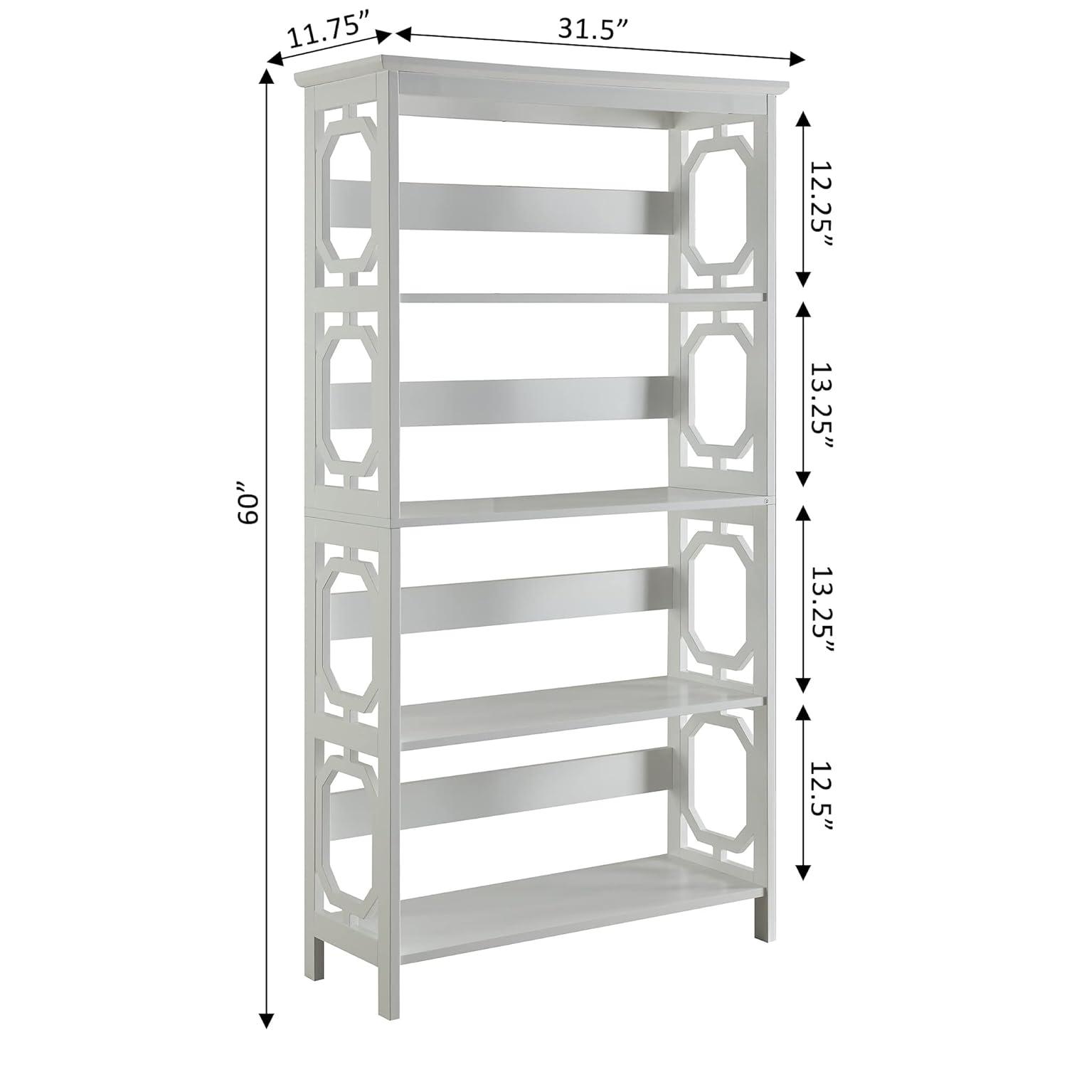 Convenience Concepts Omega Four-Shelf Bookcase in White Wood Finish