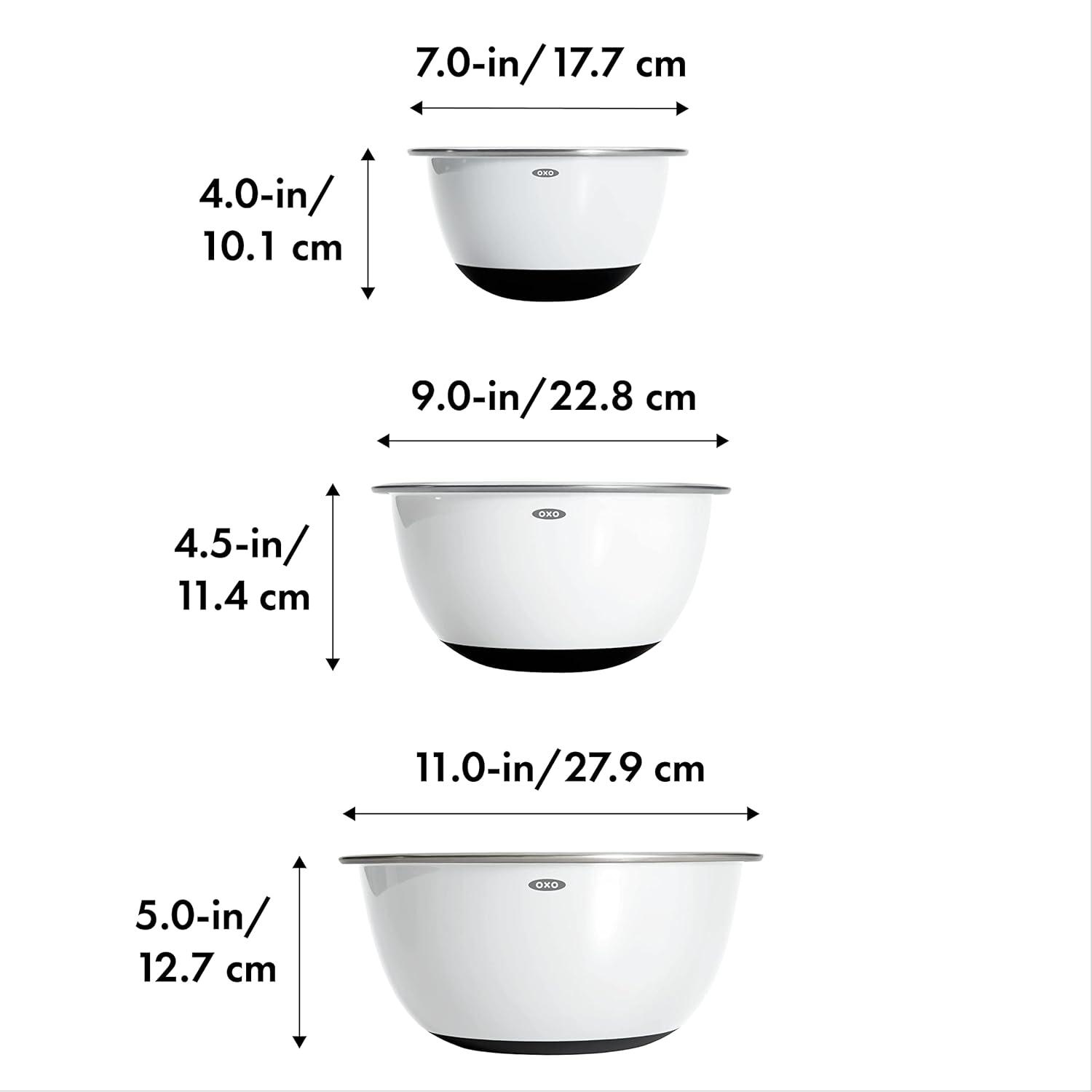 OXO Good Grips White Stainless Steel Mixing Bowl Set