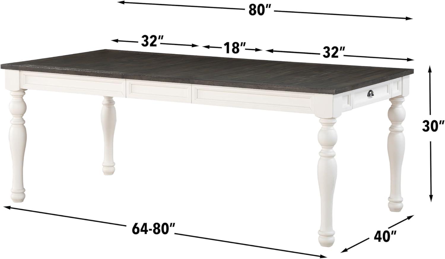 Transitional White Extendable Farmhouse Dining Table