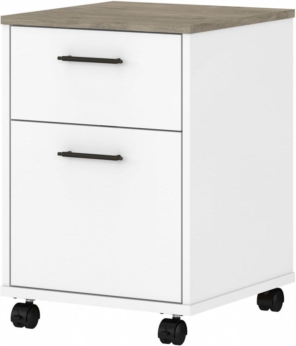 Bush Furniture Key West Mobile File Cabinet, 2 Drawer, Pure White & Shiplap Gray