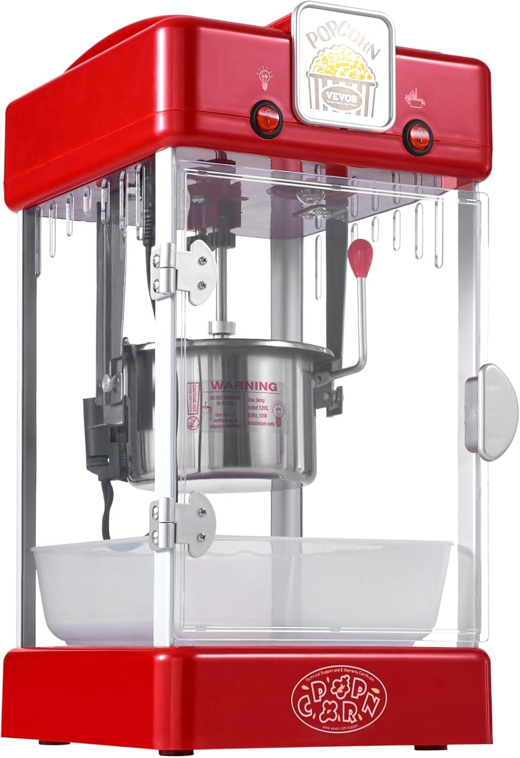 Stellweilan Tessberg Popcorn Popper Machine Tabletop Popcorn Maker 300W 2.5 Oz Red