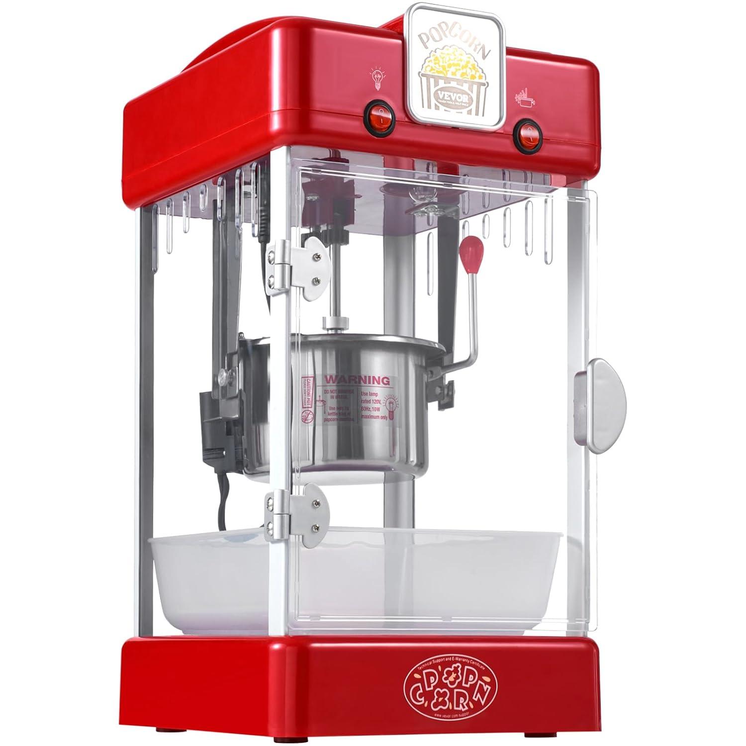 Stellweilan Tessberg Popcorn Popper Machine Tabletop Popcorn Maker 300W 2.5 Oz Red