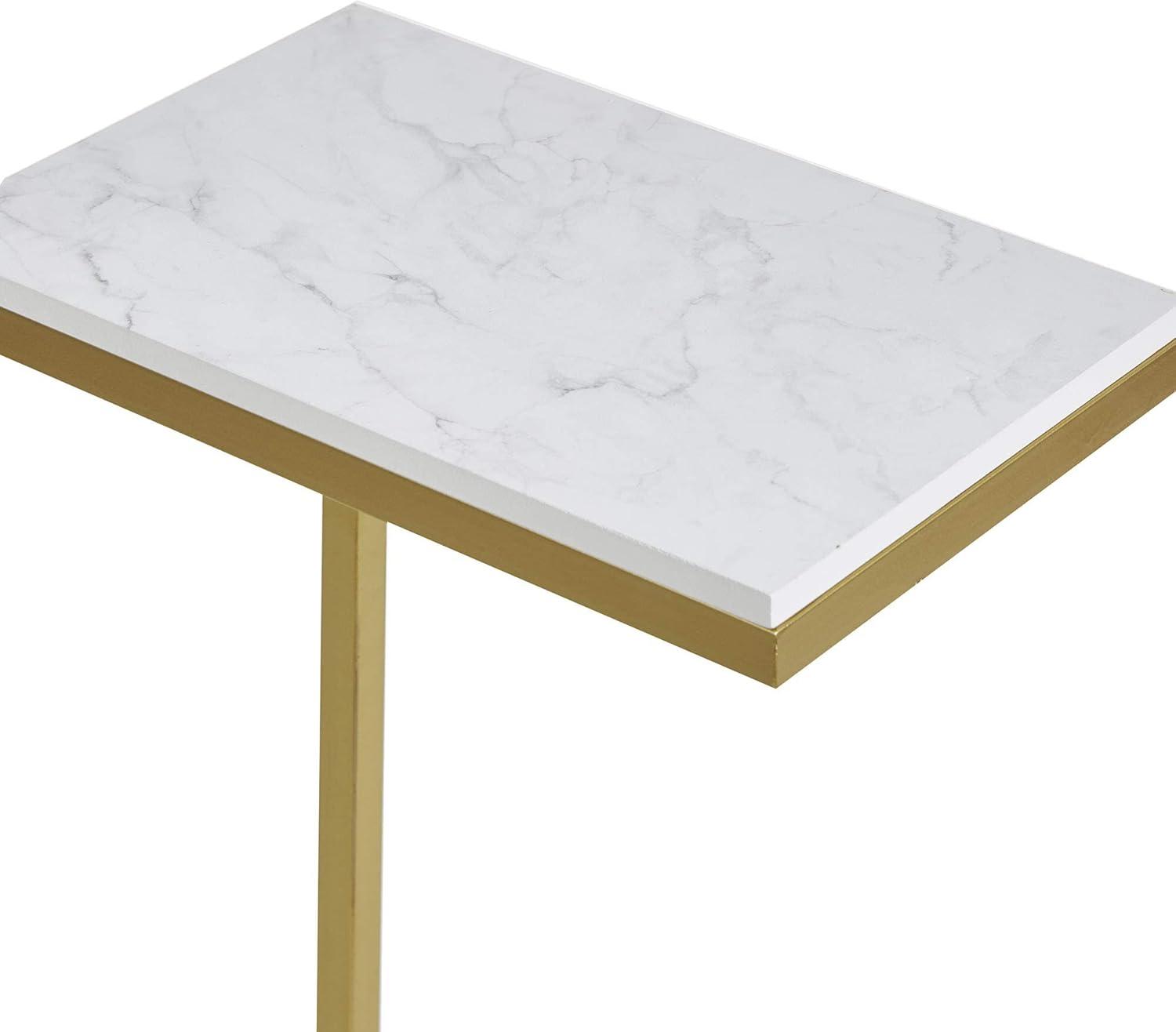 Gold Faux Marble Top Rectangular C Table