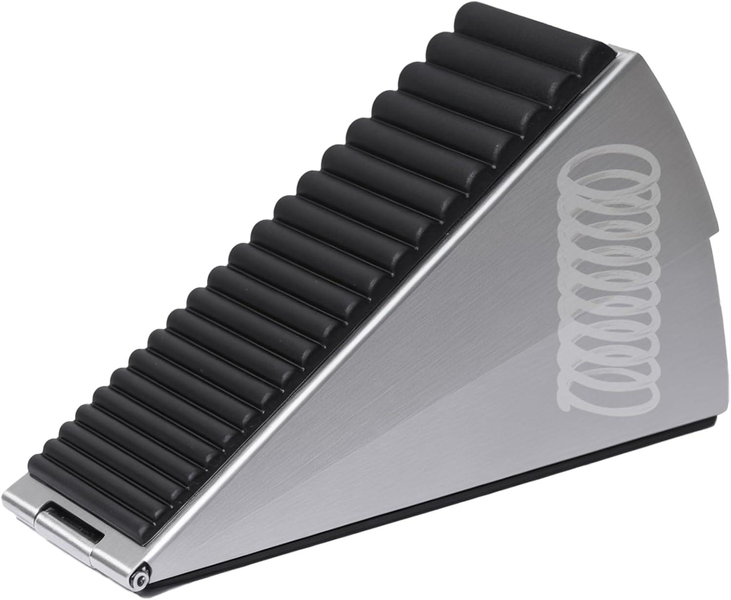 Large Door Stopper - Metal Door Wedge, Tall Door Stopper, Spring Rubber for Extra Strong Grip (Silver, 1 Pack)