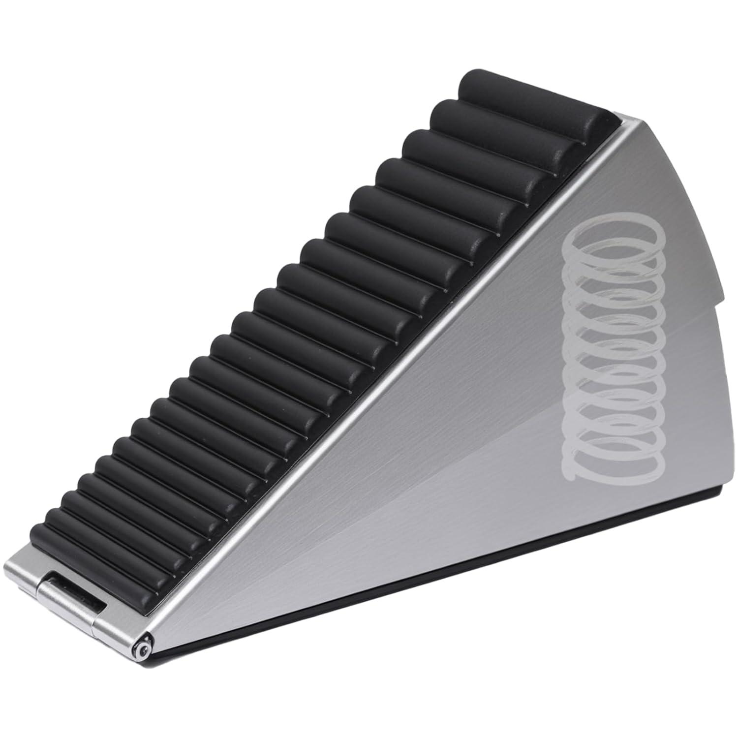 Large Door Stopper - Metal Door Wedge, Tall Door Stopper, Spring Rubber for Extra Strong Grip (Silver, 1 Pack)