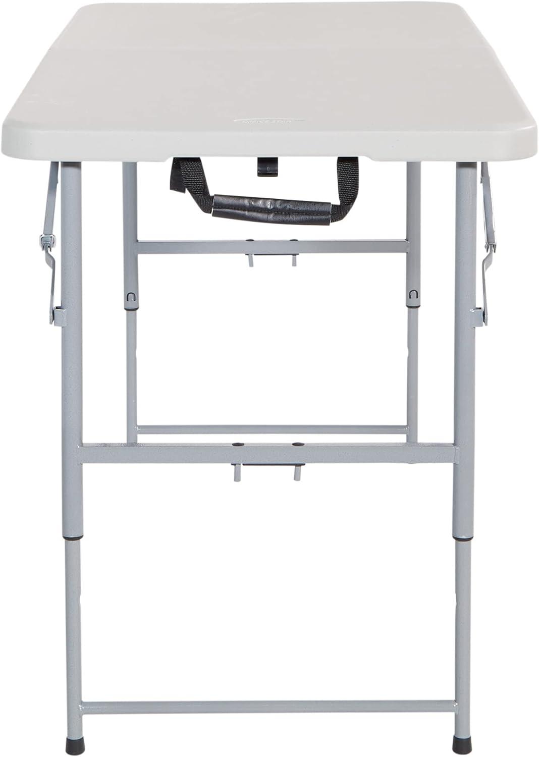 4' Long- Height Adjustable Fold in Half Resin Multi Purpose Table in Light Gray