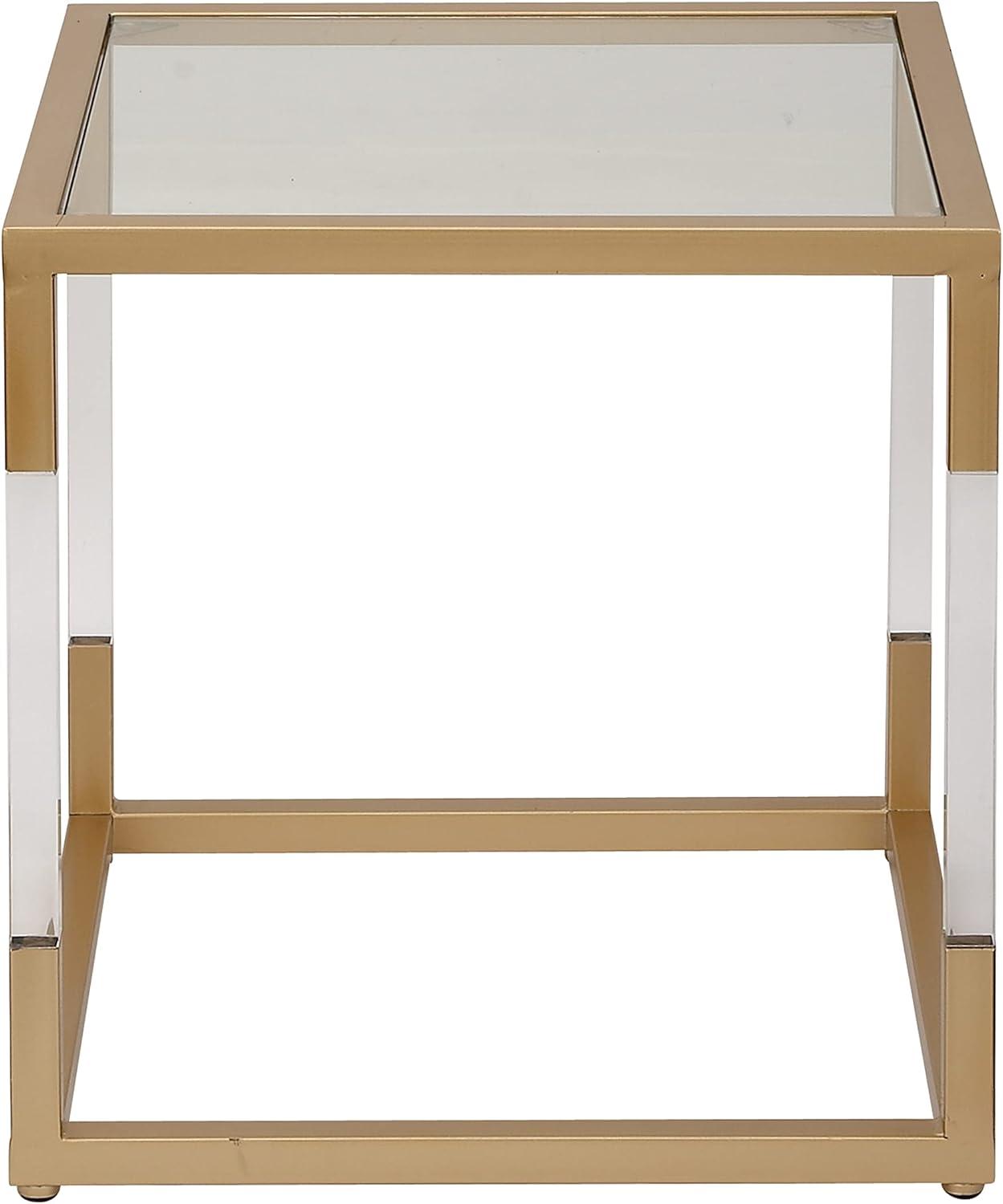 Turrell Metal Gold Side End Accent Table with Clear Glass Top and Acrylic Legs