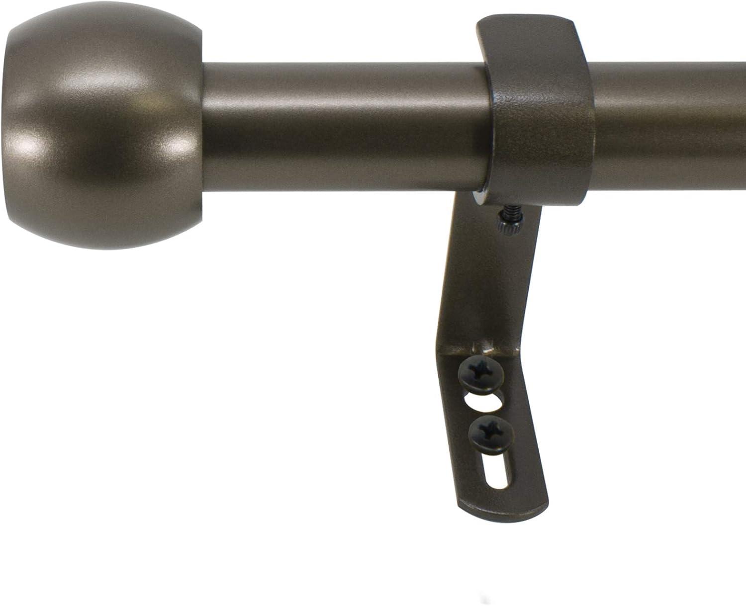 Bronze Adjustable Single Curtain Rod with Knob Finials