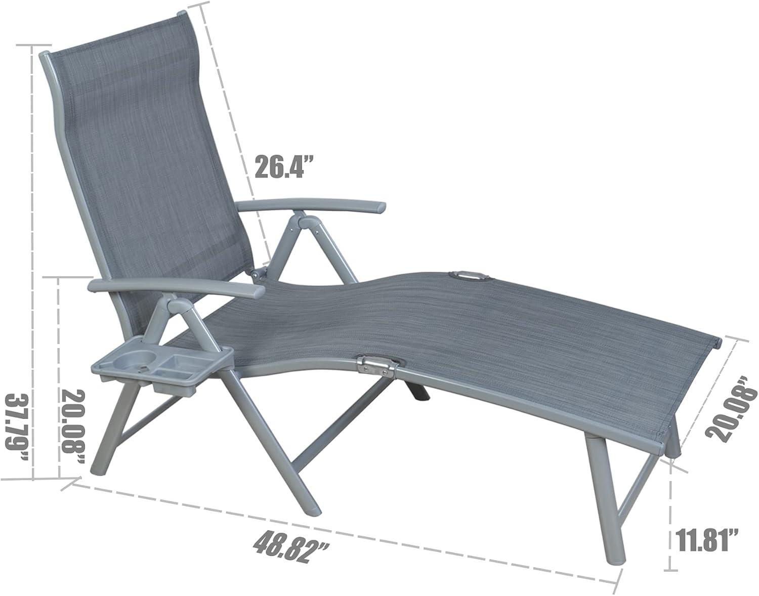 Kozyard Cozy Aluminum Reclining Lounge Chair - Perfect for Beach, Yard, Pool, Deck, and Patio - Outdoor Chaise Lounge with Drink Holder, Weather Free, Adjustable - Assemble-Free(1 Pack, Beige)