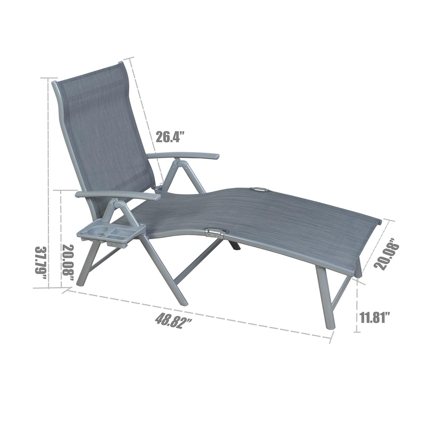 Kozyard Cozy Aluminum Reclining Lounge Chair - Perfect for Beach, Yard, Pool, Deck, and Patio - Outdoor Chaise Lounge with Drink Holder, Weather Free, Adjustable - Assemble-Free(1 Pack, Beige)