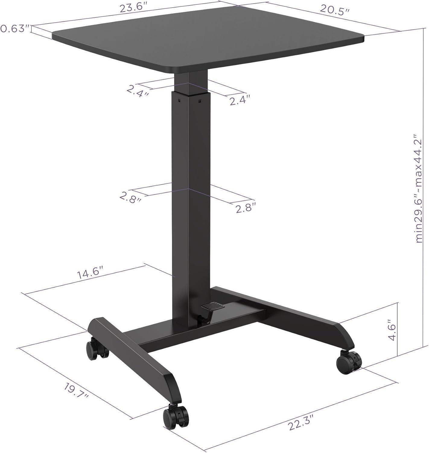 Adjustable Mobile Sit-Stand Desk in Black with Pneumatic Lift