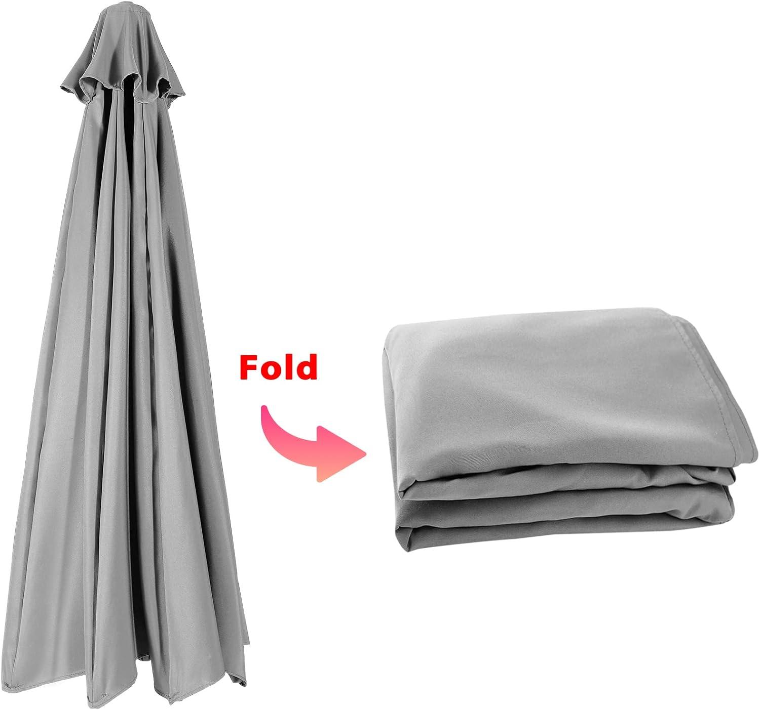 Gray 9FT UV-Resistant Polyester Patio Umbrella Canopy