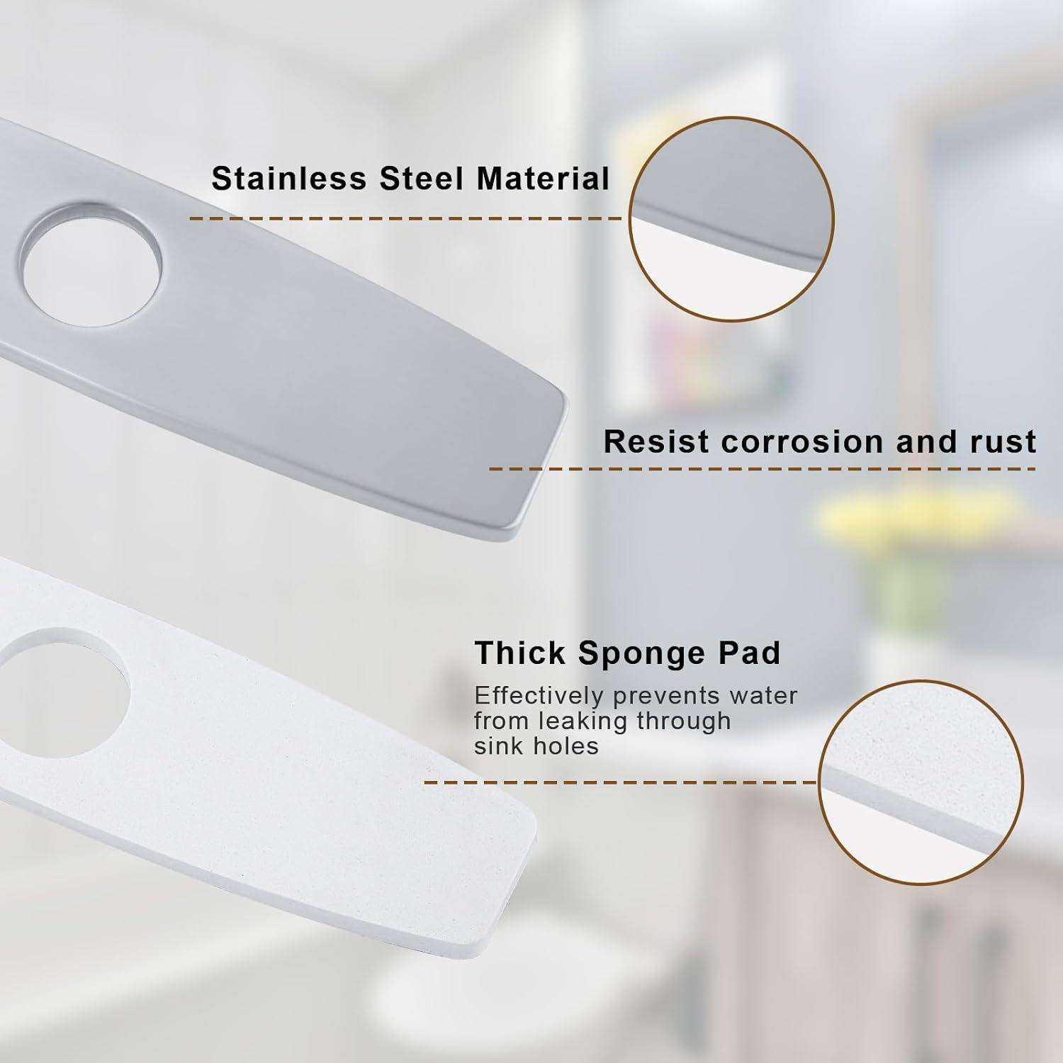 Single Hole Faucet Sink Base Stainless Steel Faucet Decorative Plate Tap Cover Deck Plate Faucet Plate Hole Cover Bathroom Faucet Escutcheon Plate Faucet Deck Plate 10INCH BRUSHED NICKEL