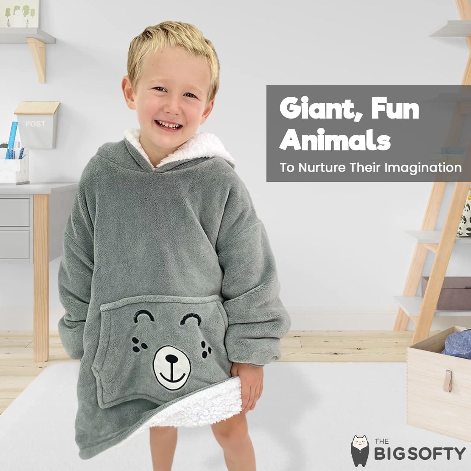 Wearable Blanket Kids 3-10yr, Fun Animal Kids Blanket Hoodie, Hooded Sweatshirt, Oversized Comfy Hoodie Boys, Girls, Toddlers