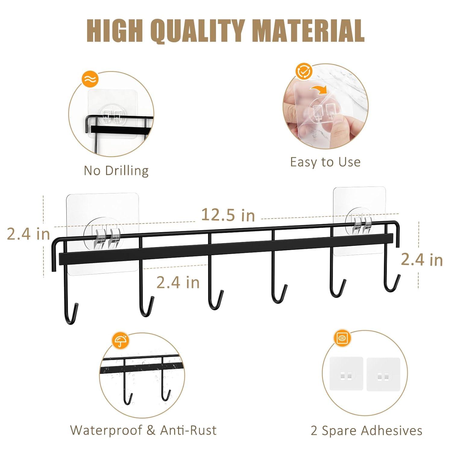 Prep & Savour Kitchen Utensil Rack Wall Mount, Adhesive Kitchen Utensil Hanger No Drilling