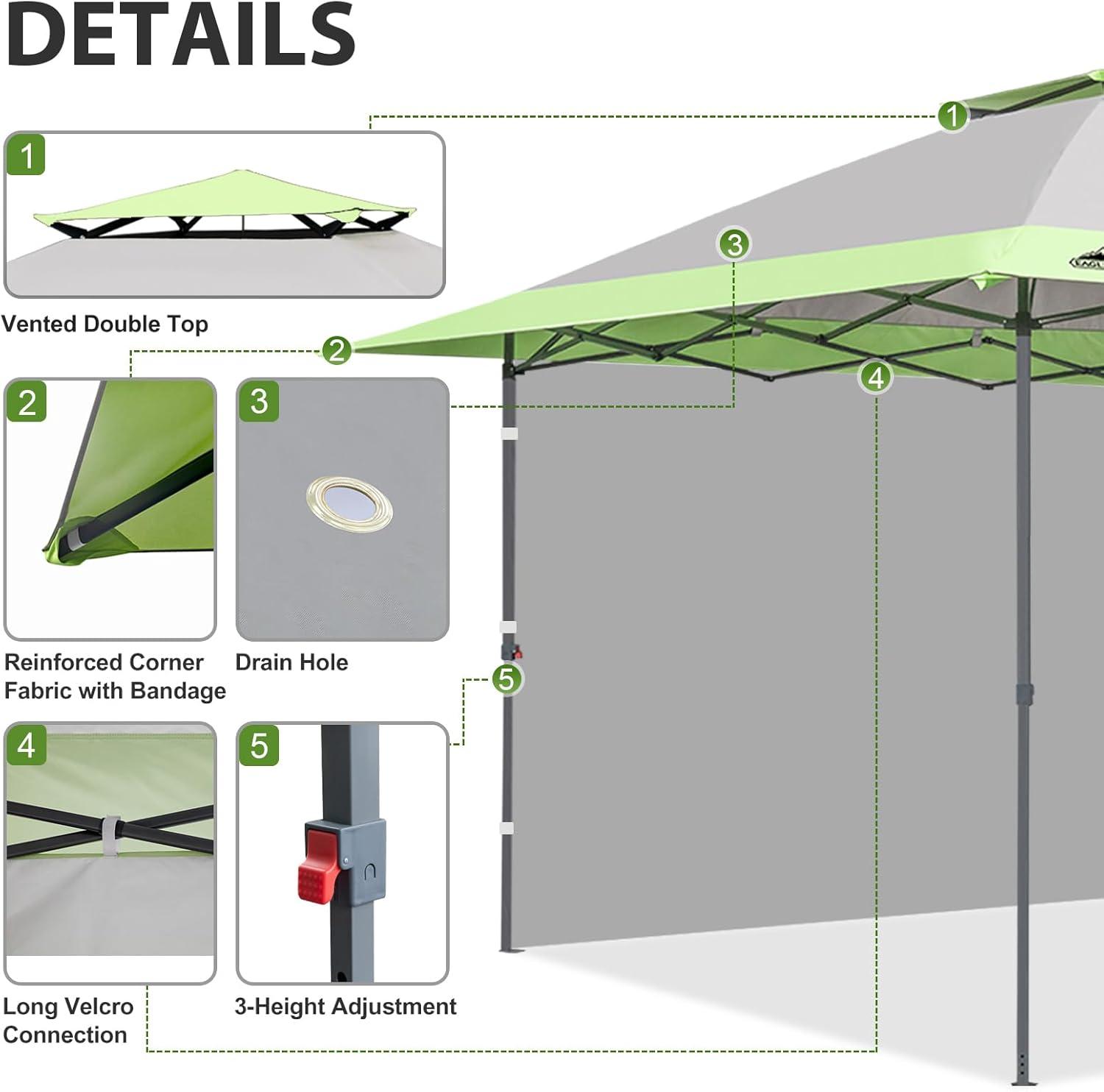 EAGLE PEAK 13x13 Pop up Outdoor Canopy Tent Instant Folding Shelter with One Privacy Curtain,Gray