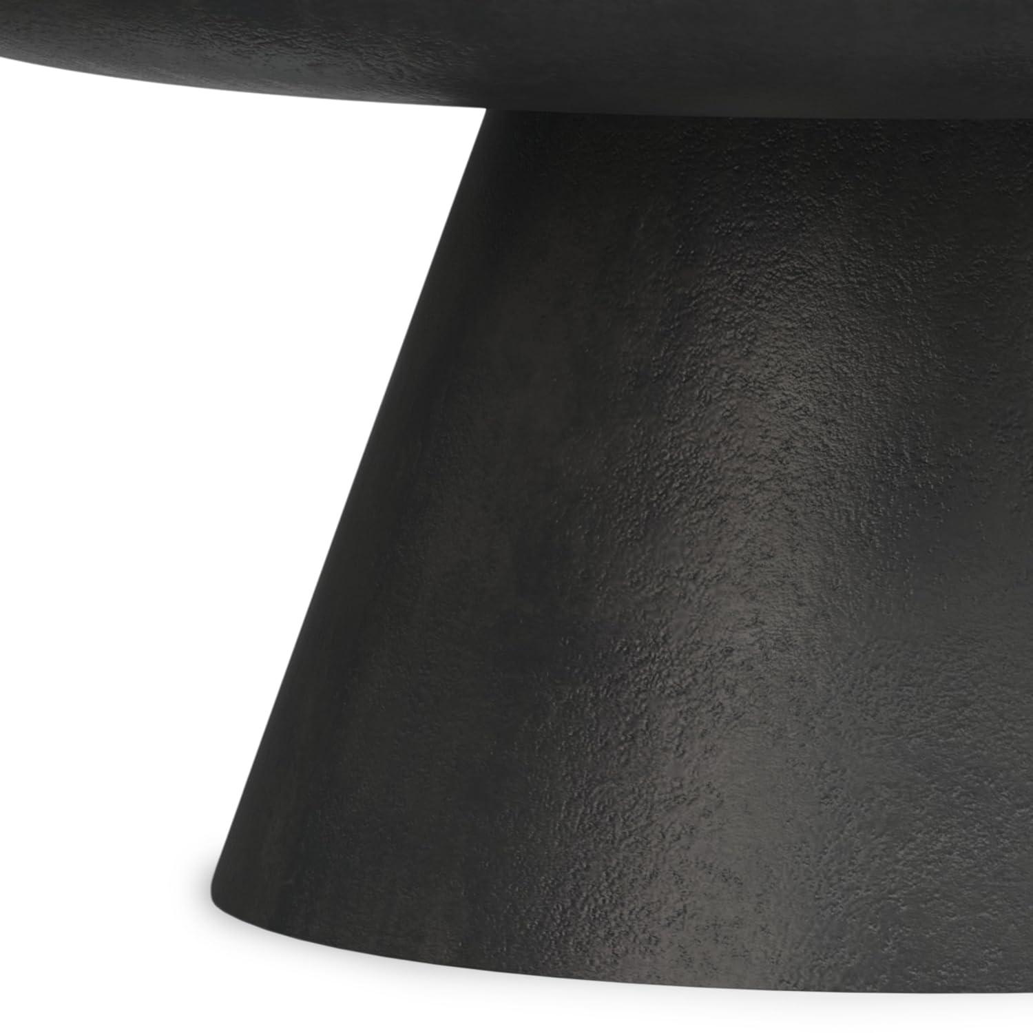 Simpli Home Alexa 30"W Cast Aluminum Mid-Century Modern Round Coffee Table with Pedestal Base, Fully Assembled