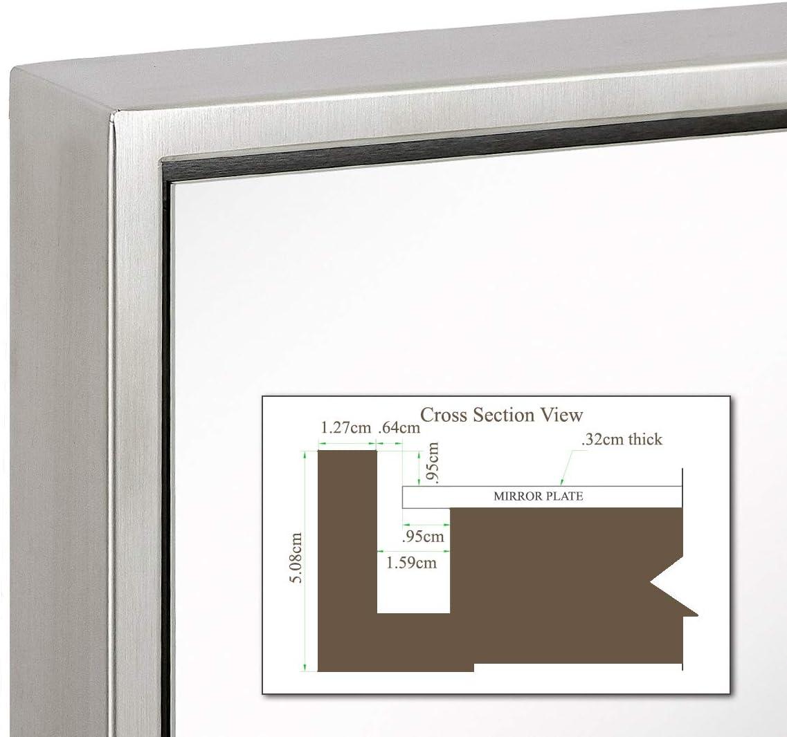 Hamilton Hills 24x36"" Brushed Silver Wall Mirror | Rectangular Metal Frame Vanity Glass