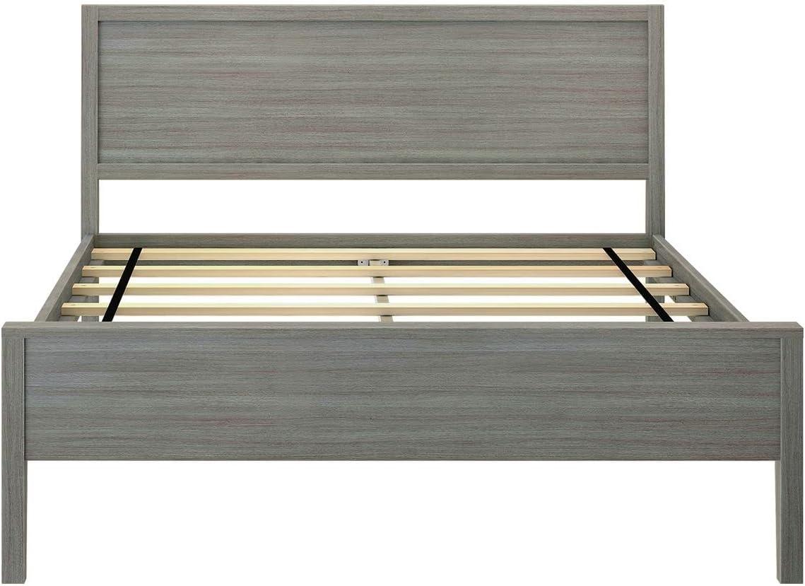 Plank+Beam Solid Wood Full Size Bed Frame with Headboard, Modern Platform Bed for Adults