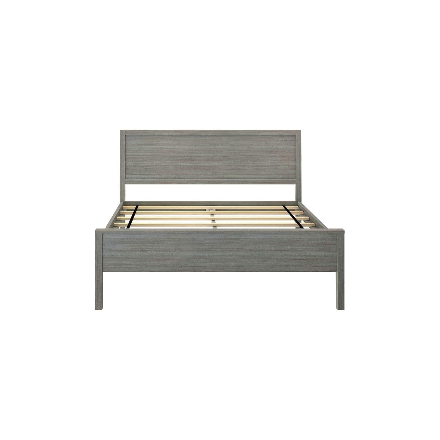 Plank+Beam Solid Wood Full Size Bed Frame with Headboard, Modern Platform Bed for Adults