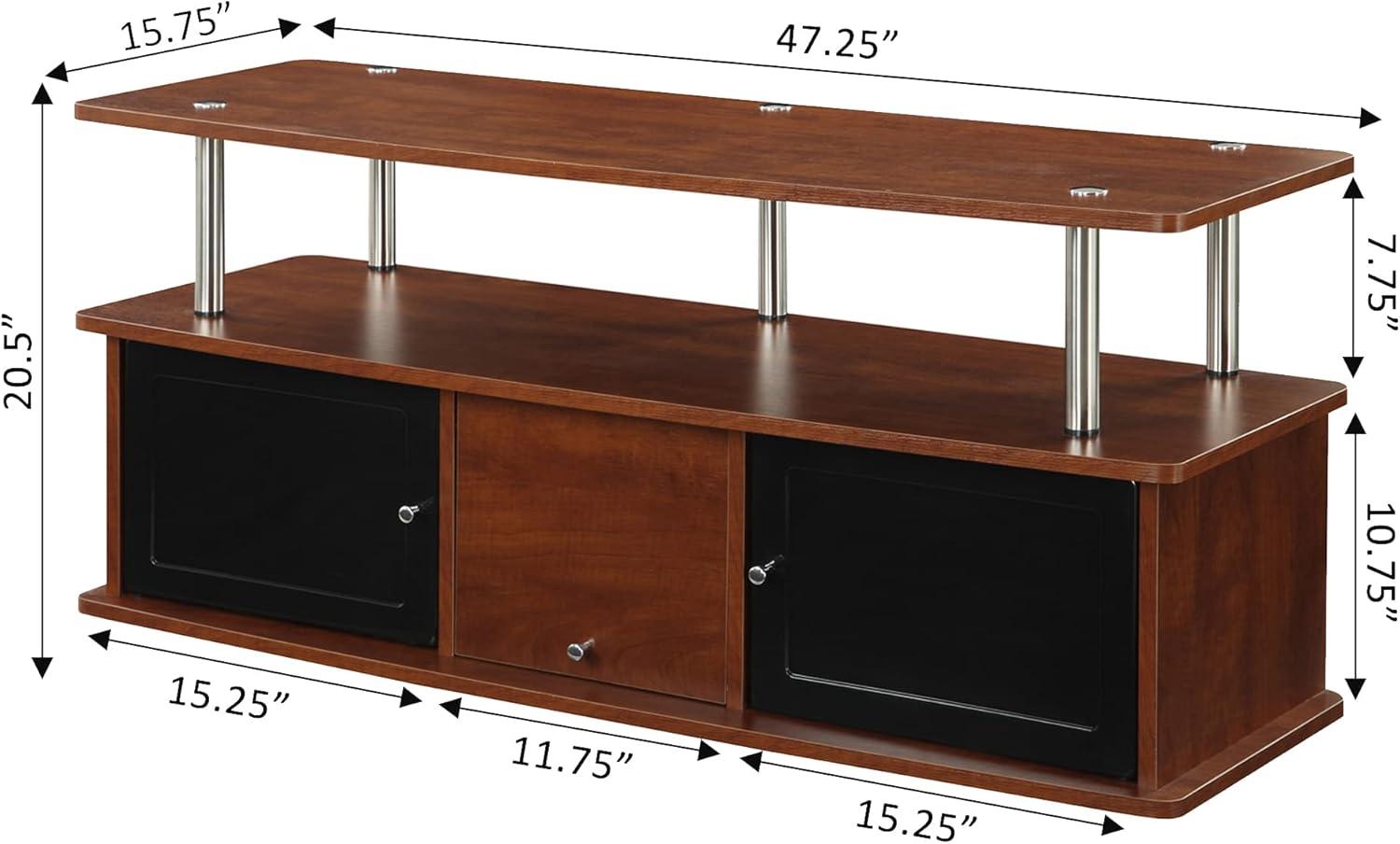 Convenience Concepts Designs2Go TV Stand with 3 Storage Cabinets and Shelf, Cherry