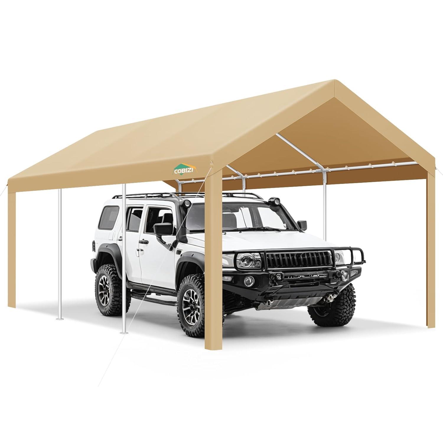 Cobizi Carport 10'x20' Heavy Duty Portable Garage, Upgraded Car Canopy