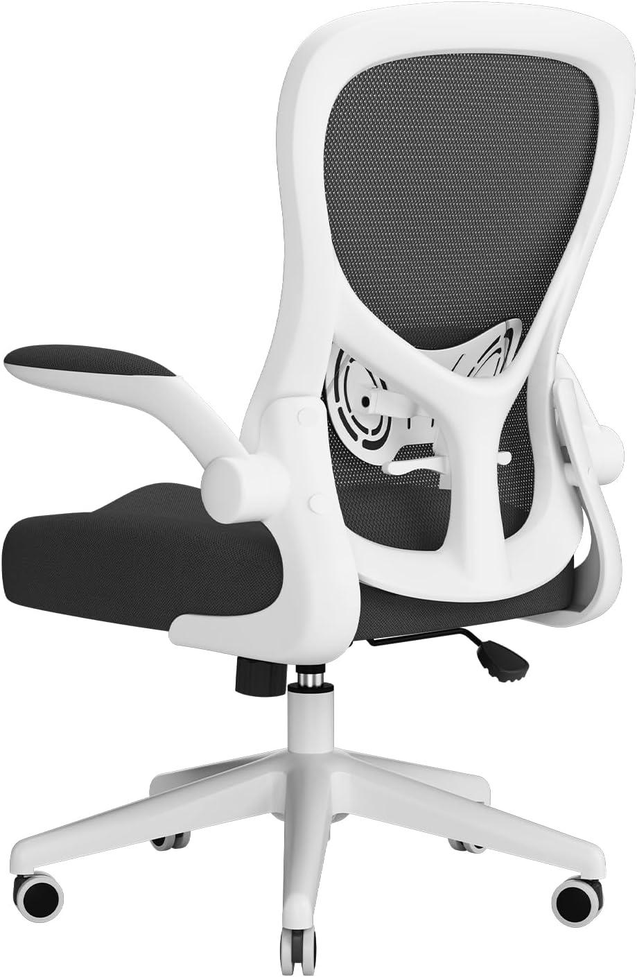 White Ergonomic Mesh Office Chair with Adjustable Arms