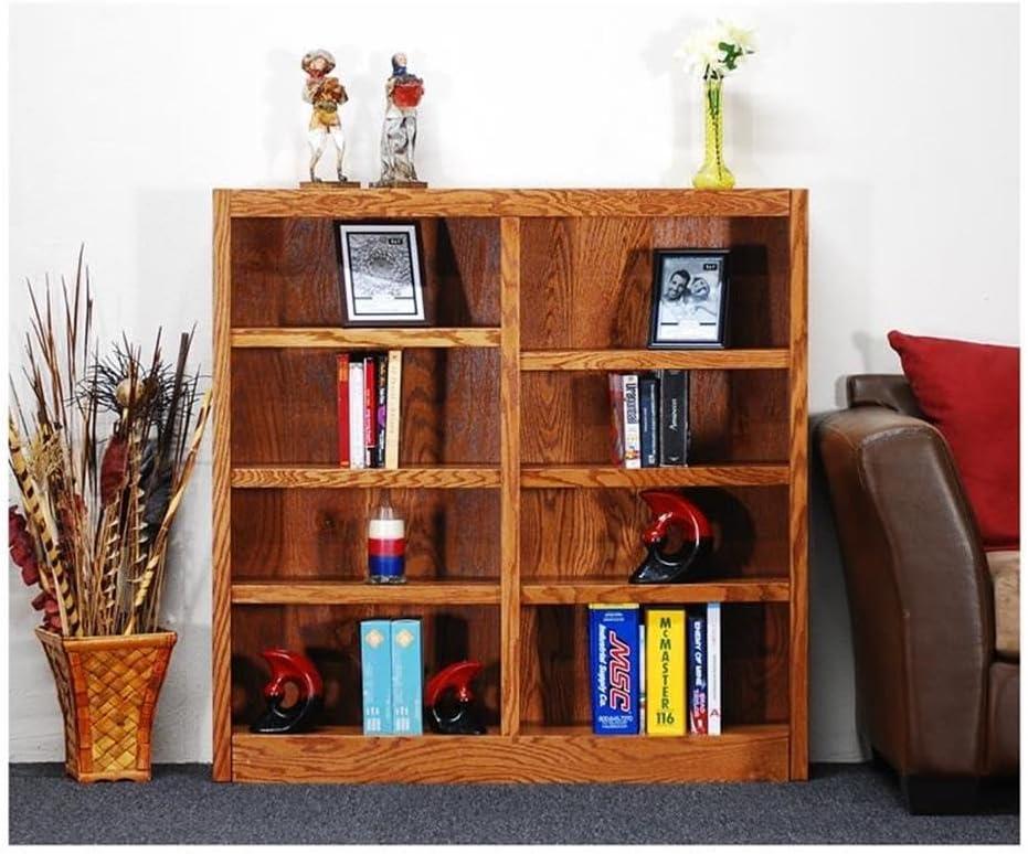 Concepts in Wood 8 Shelf Double Wide Wood Bookcase, 48 inch Tall - Oak Finish