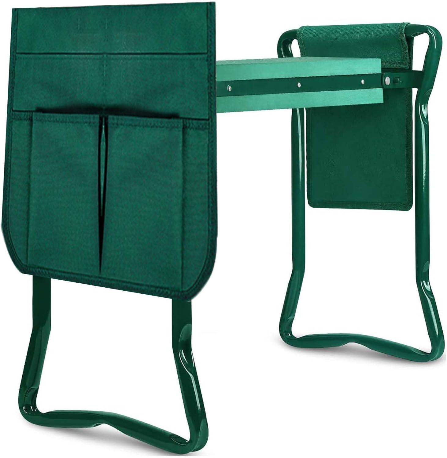 Green Foldable Garden Kneeler and Seat with Tool Pouch