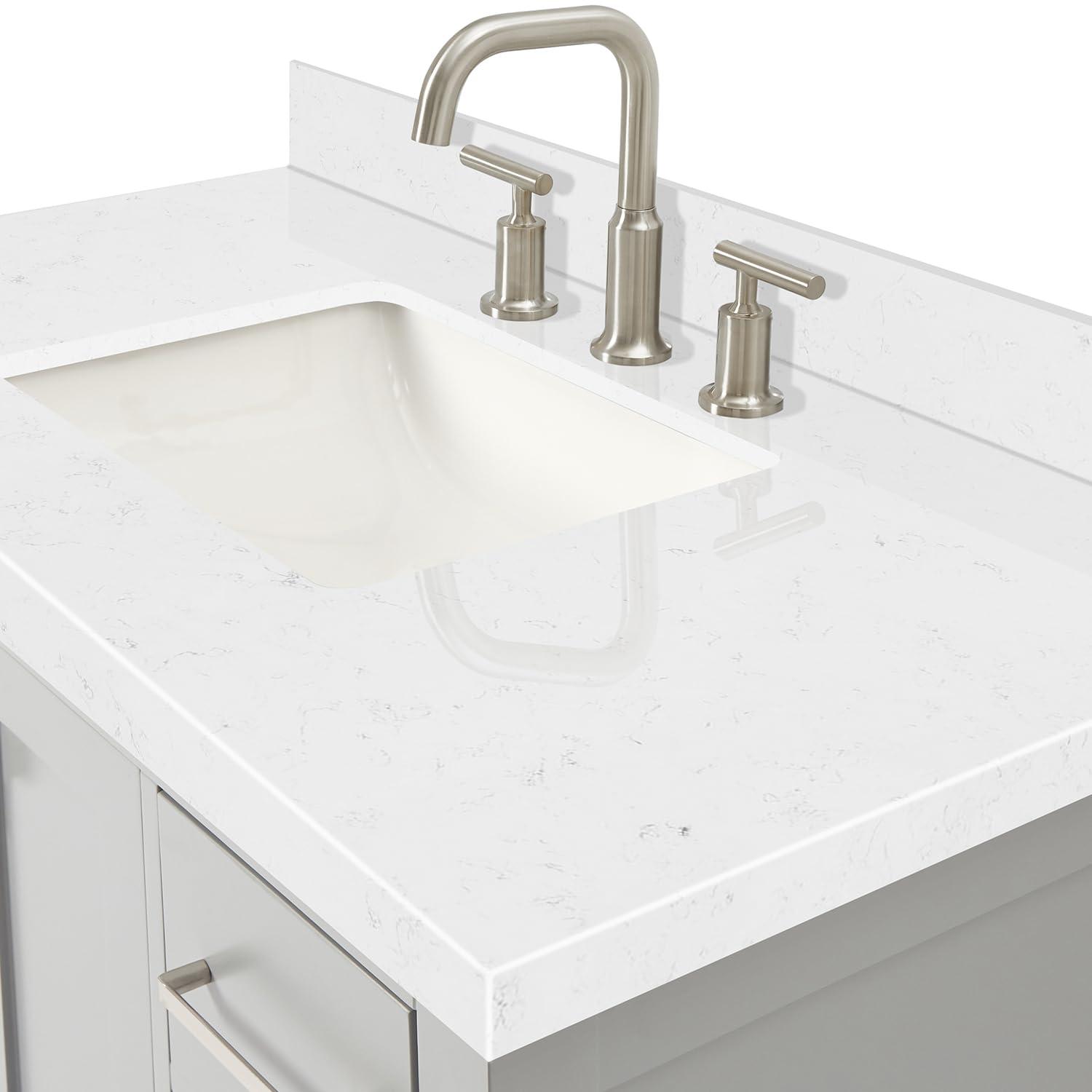 Eviva Aberdeen 42"W x 22"D Gray Bathroom Vanity with White Carrara Quartz Countertop and Undermount Porcelain Sink