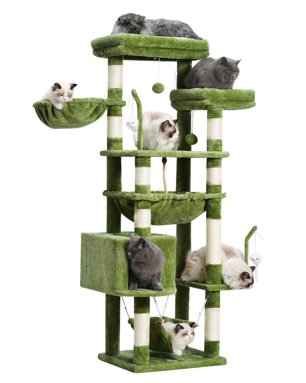 Tucker Murphy Pet™ 63" Cat Tree For Large Breeds - Spacious Platforms, Hammock, Sisal Scratching Posts & Cat Condo, Indoor Use