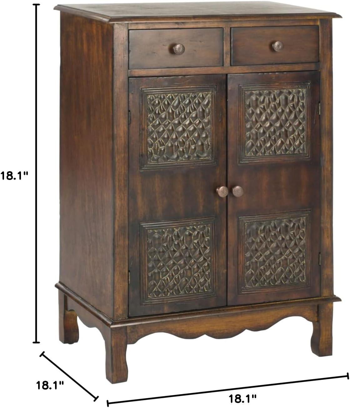 Herbert Dark Brown Solid Birch Accent Cabinet with Brass Knobs