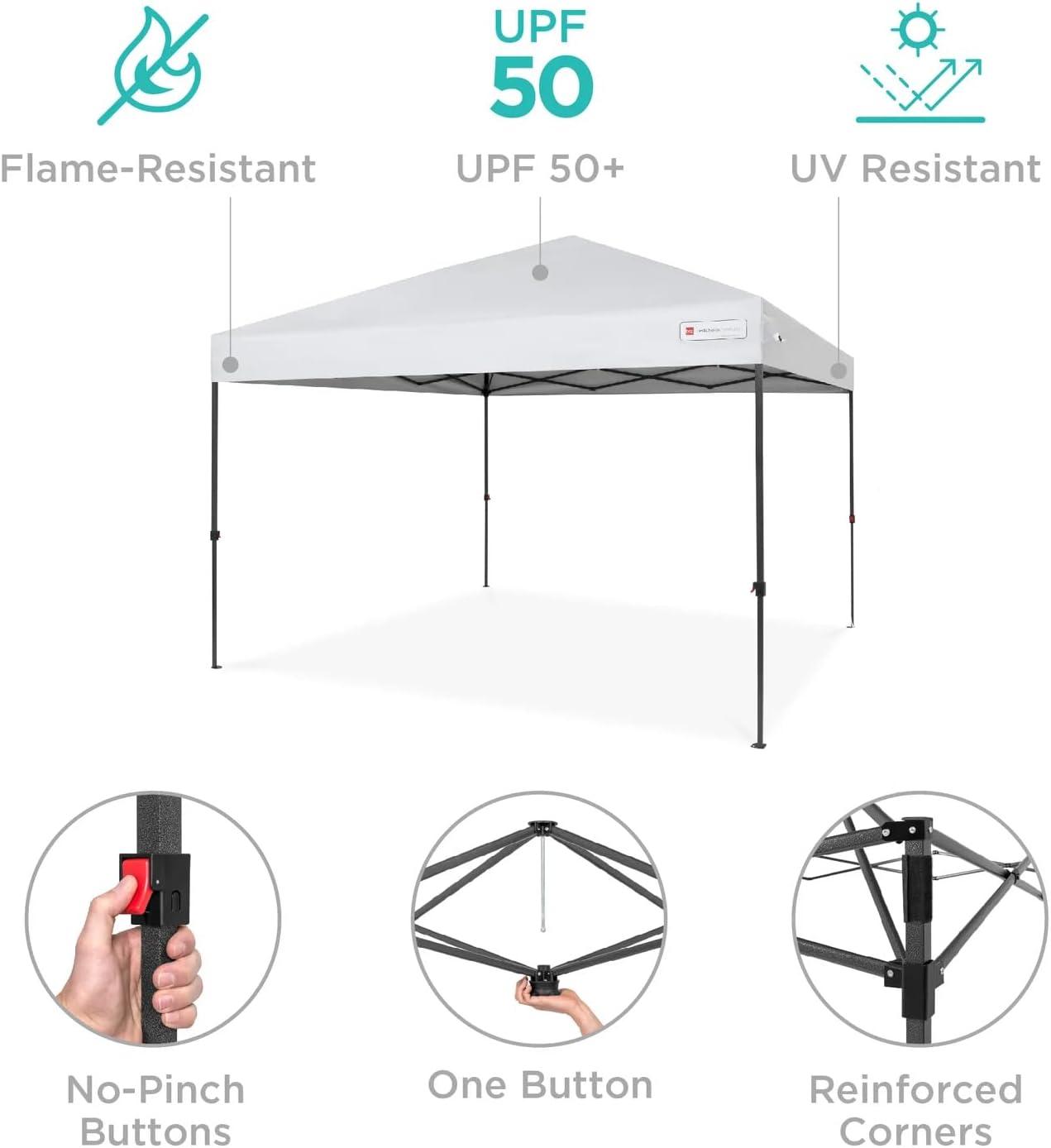 Best Choice Products Best Choice Products Easy Setup Pop Up Canopy W/ 1-Button Setup, Wheeled Case, 4 Weight Bags