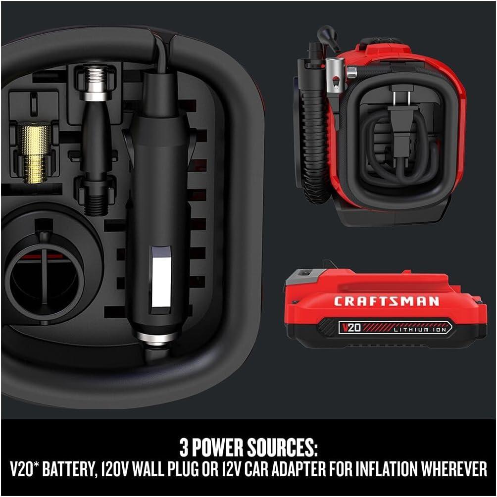 CRAFTSMAN V20 Inflator, Tool Only (CMCE520B),Red