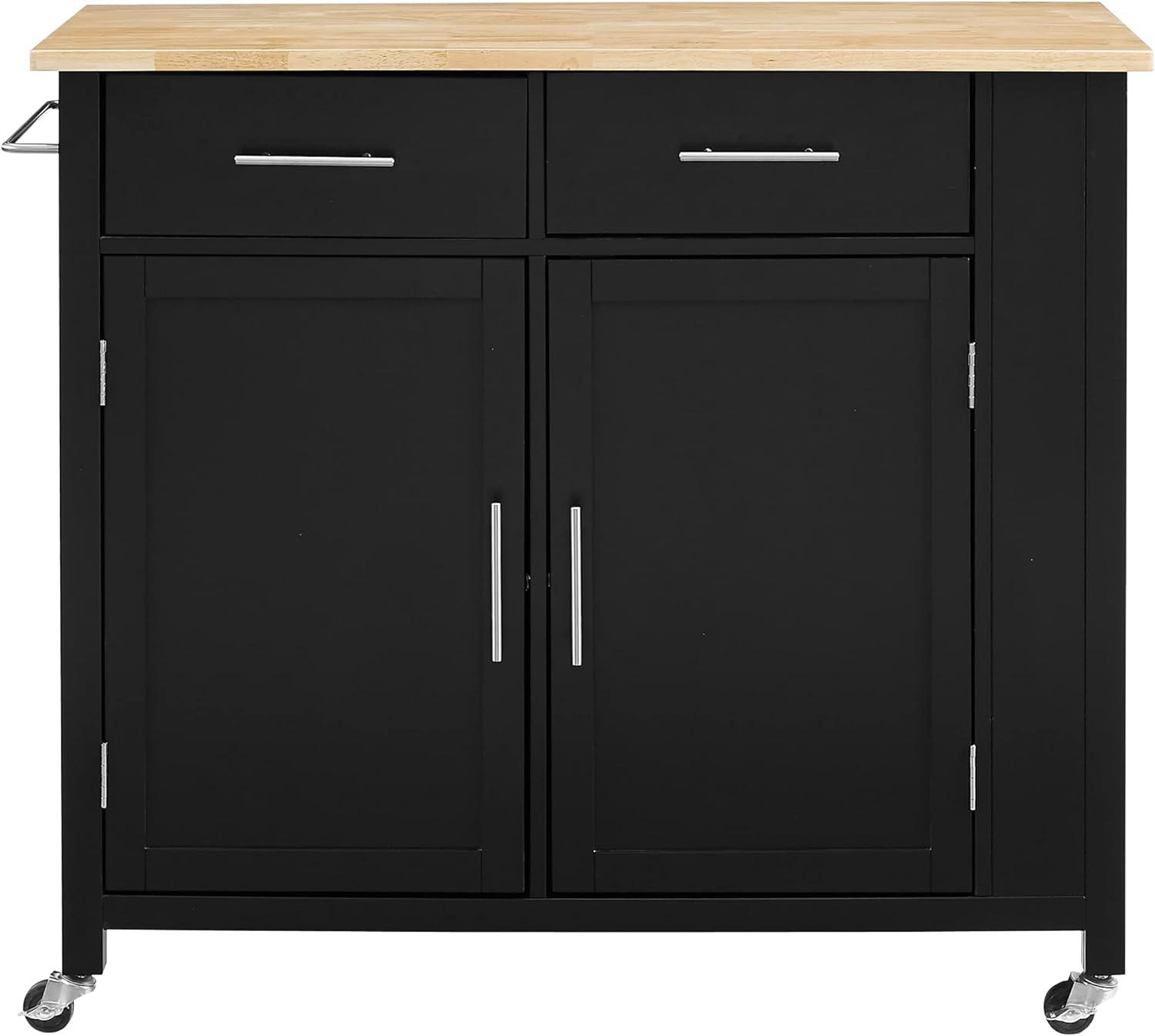 Crosley Furniture Savannah Wood Top Drop Leaf Kitchen Island/Cart in Black