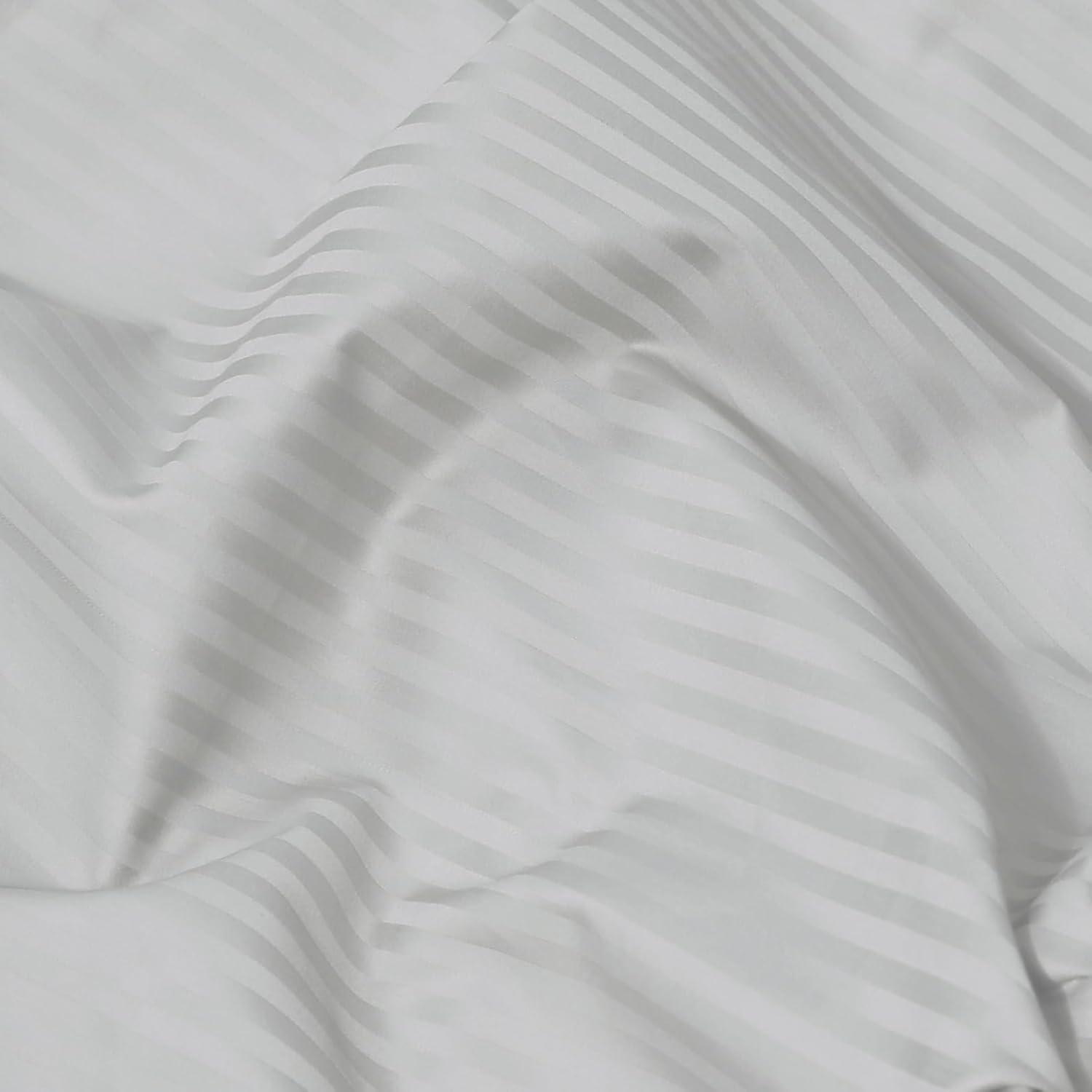 Feather & Stitch 500 TC Full Size Damask Bed Sheet Set, 100% Cotton Soft Breathable Bedsheets, 4 Piece 18" Deep Pockets Sateen Weave Striped Bedding Mattress Resort Hotel Luxury- (Blue Blush, Full)