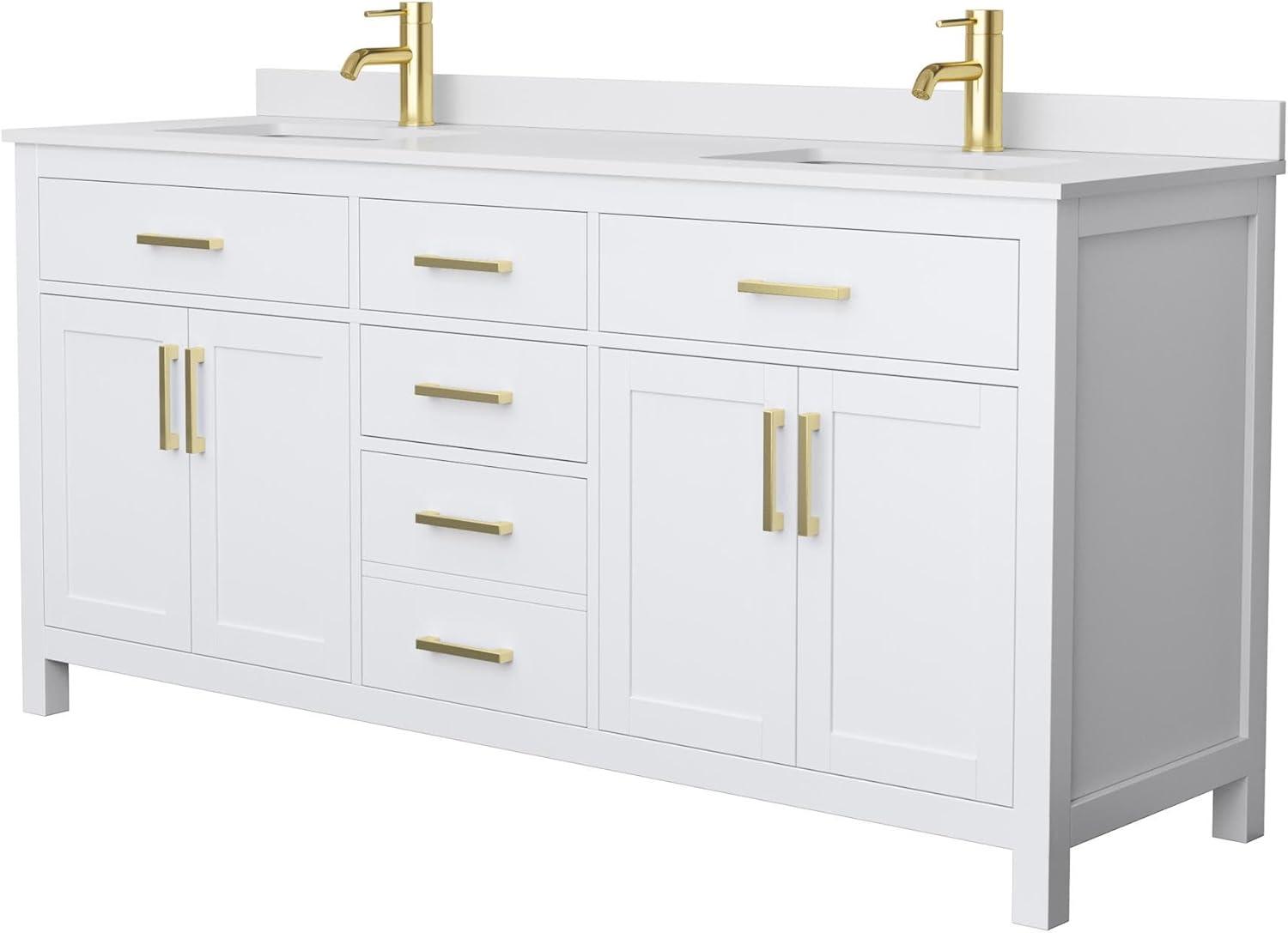 Beckett 72" Freestanding Double Bathroom Vanity with Cultured Marble Top