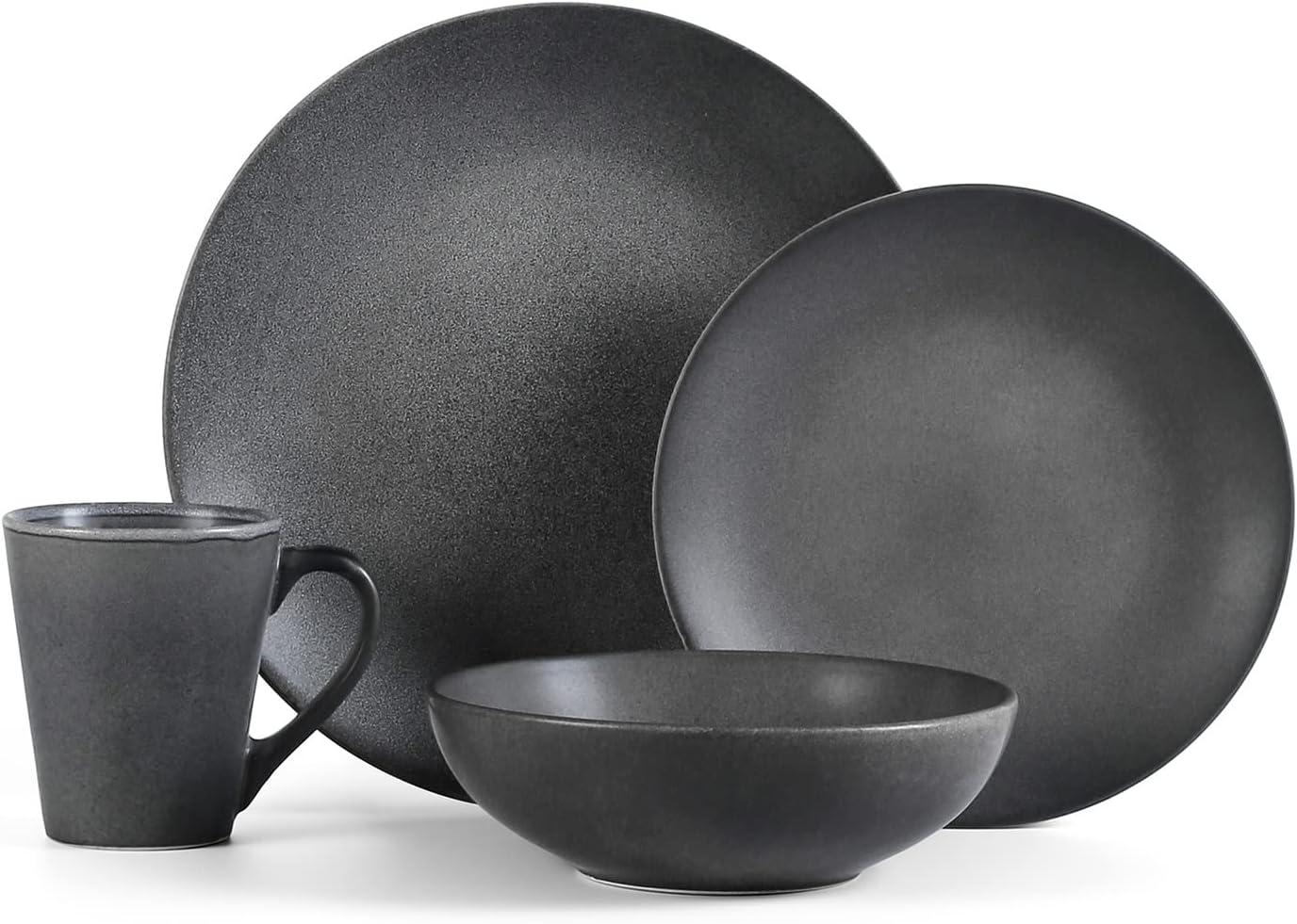 Grao Grey Ceramic 32-Piece Dinnerware Set, Service for 8