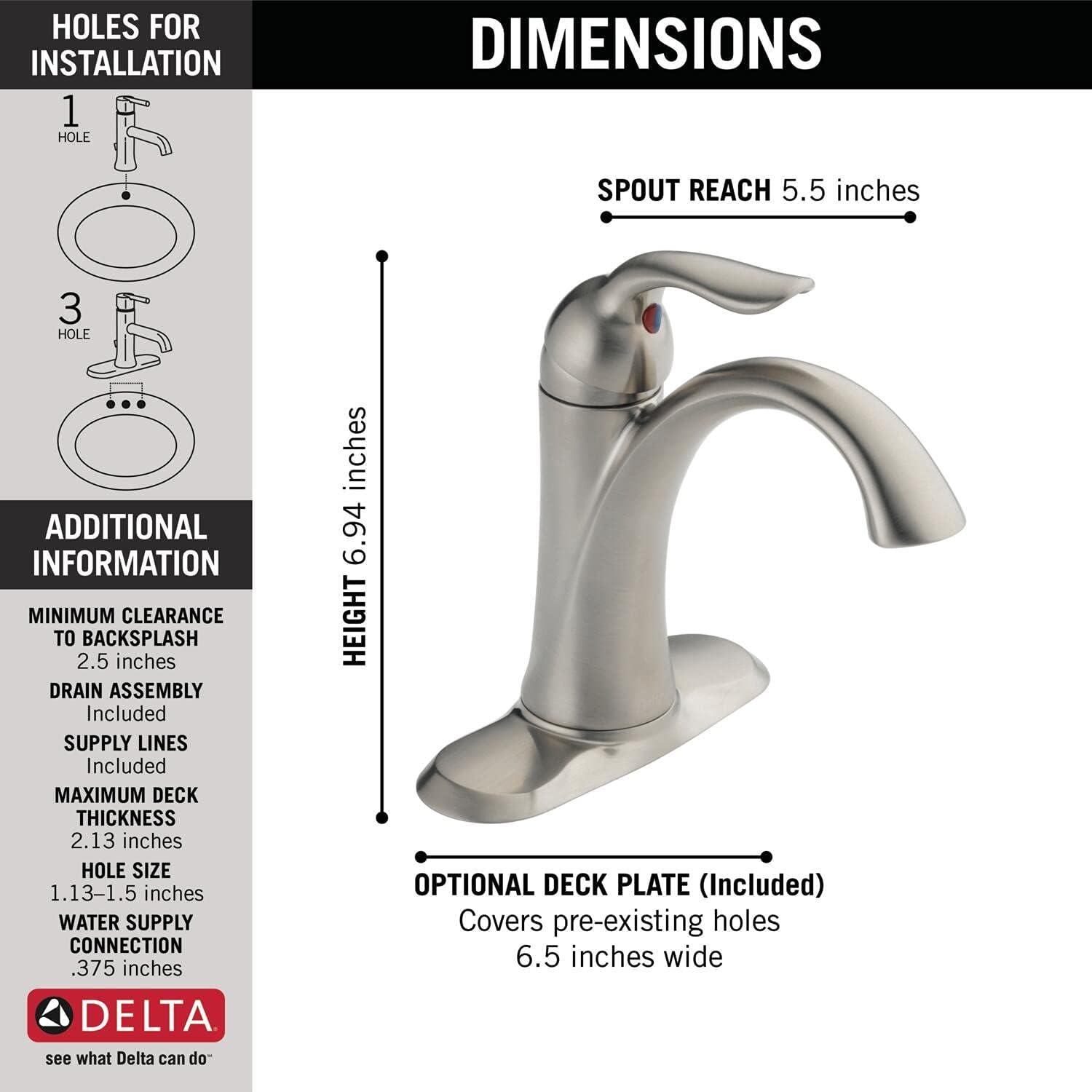 Lahara Single Hole Bathroom Faucet with Drain Assembly, Single Handle Bathroom Sink Faucet