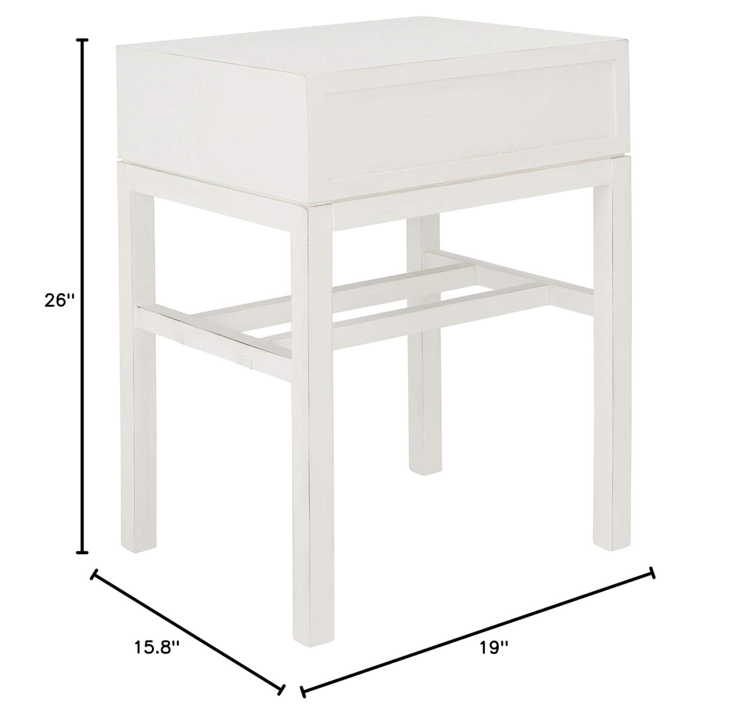 Ajana 1 Drawer Accent Table - Distressed White - Safavieh.
